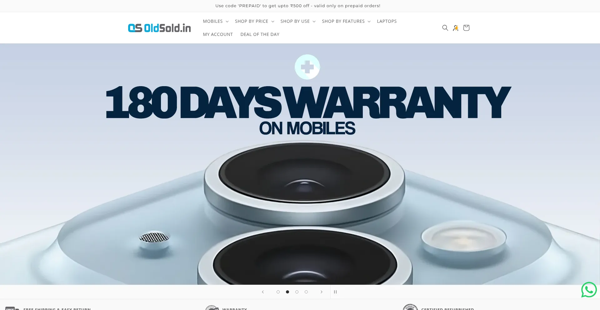 Website screenshot of Oldsold.in