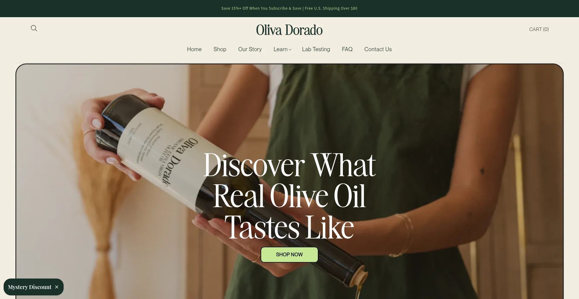 Website screenshot of Olivadorado.com