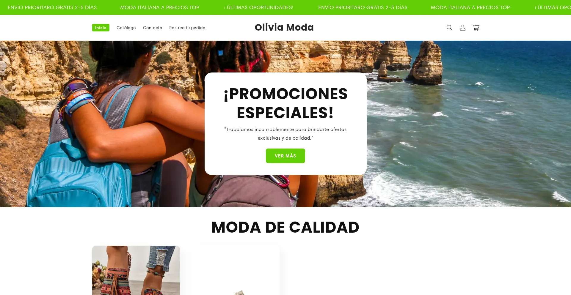 Website screenshot of Olivia-moda.store