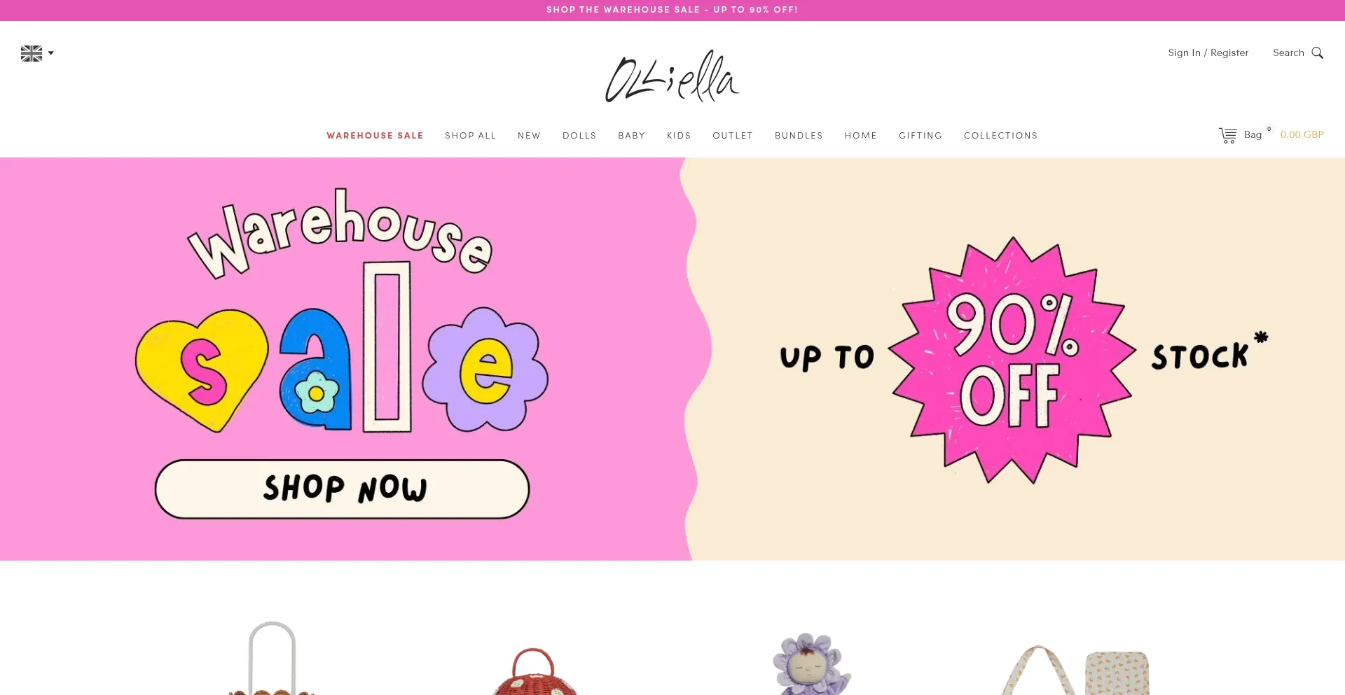 Website screenshot of Olliella.com