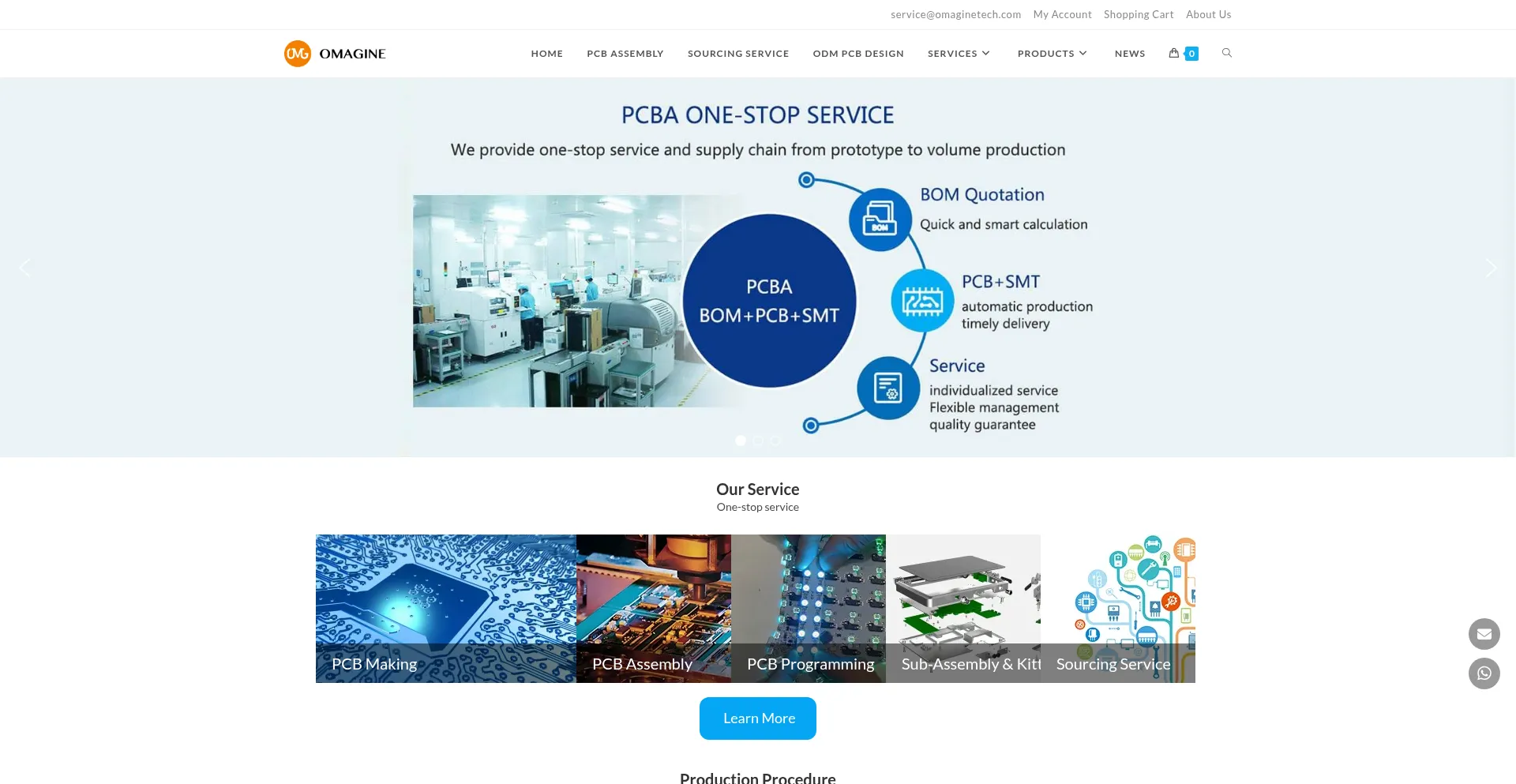 Website screenshot of Omaginetech.com