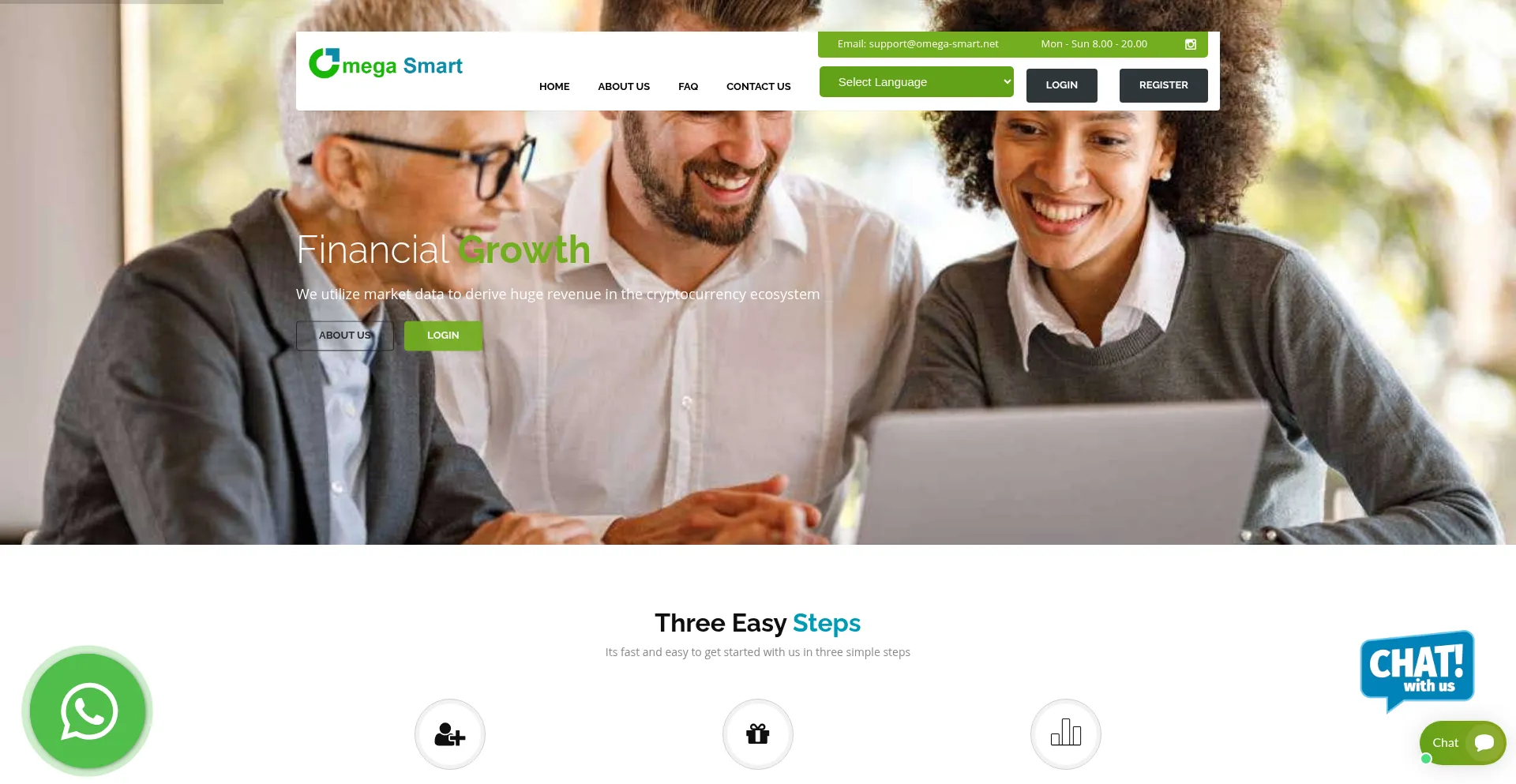 Website screenshot of Omega-smart.net