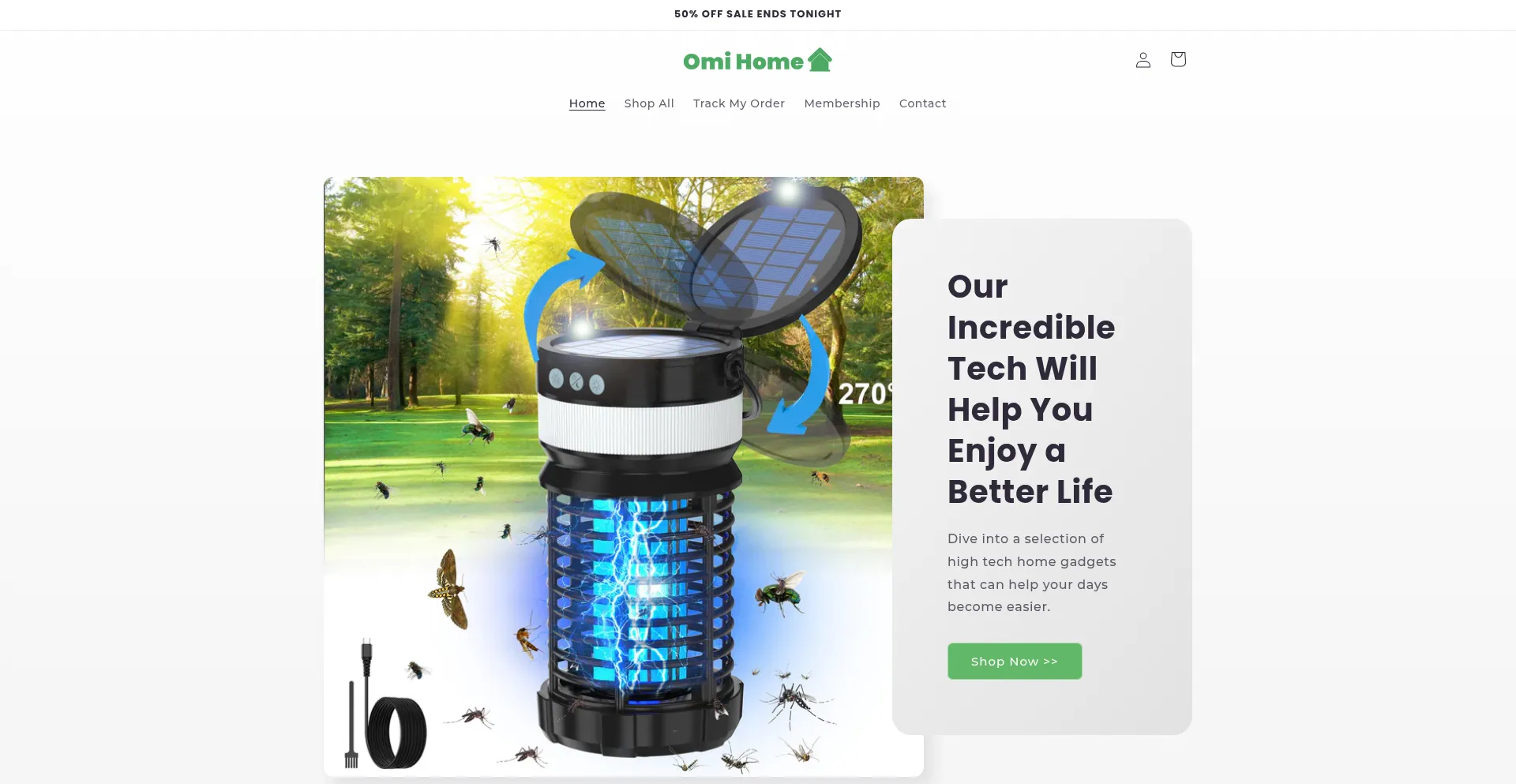 Website screenshot of Omihomestore.com