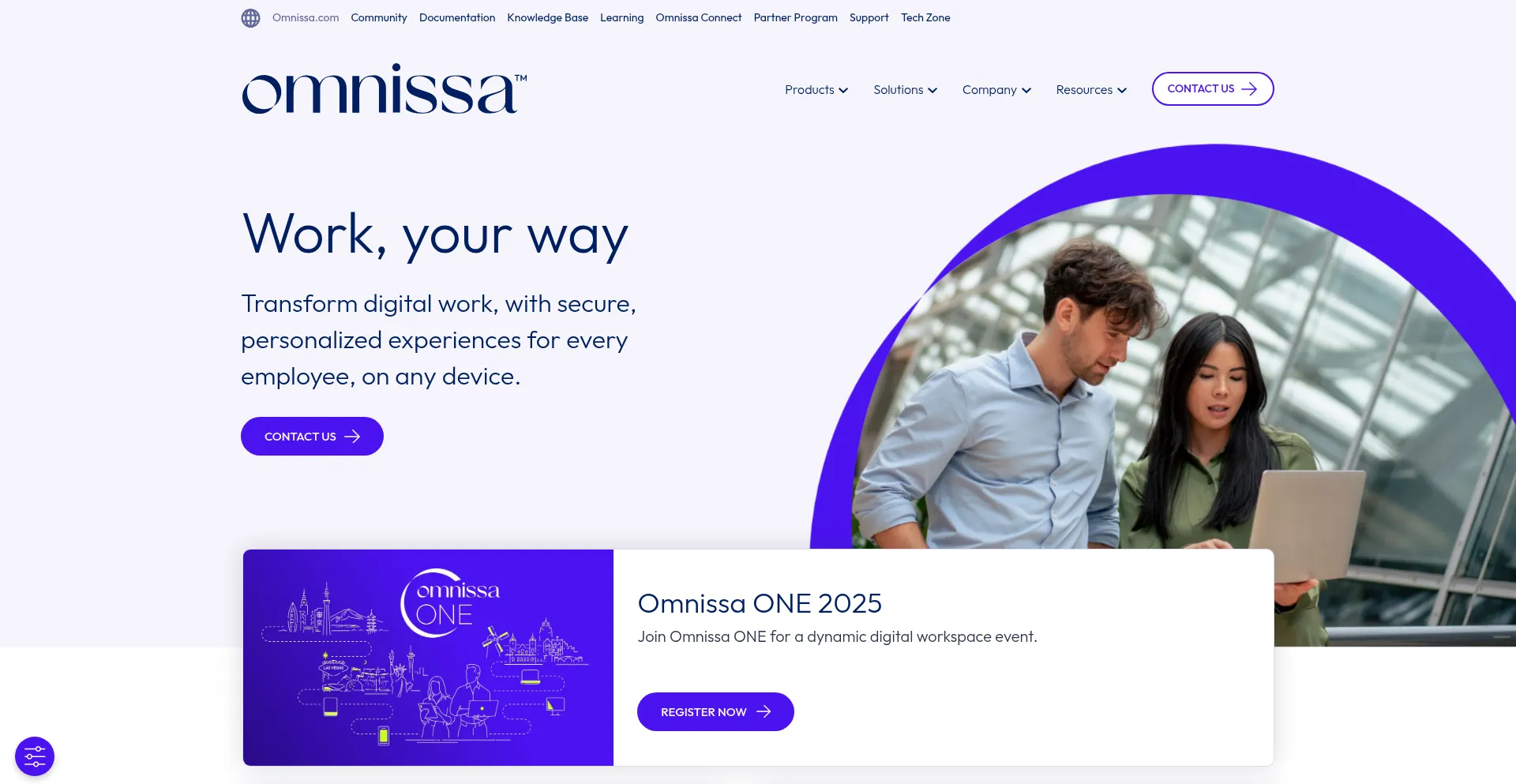 Website screenshot of Omnissa.link