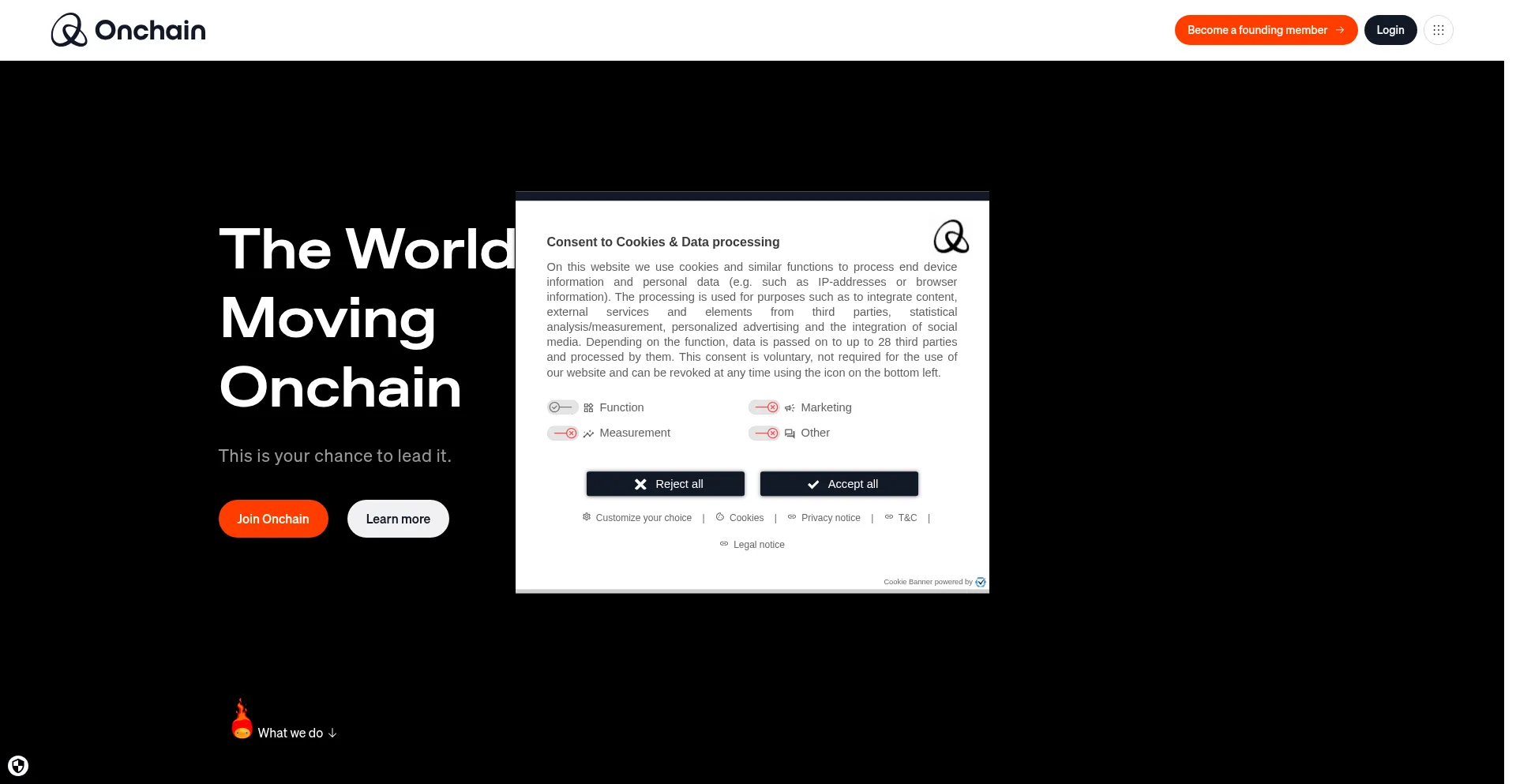 Website screenshot of Onchain.org