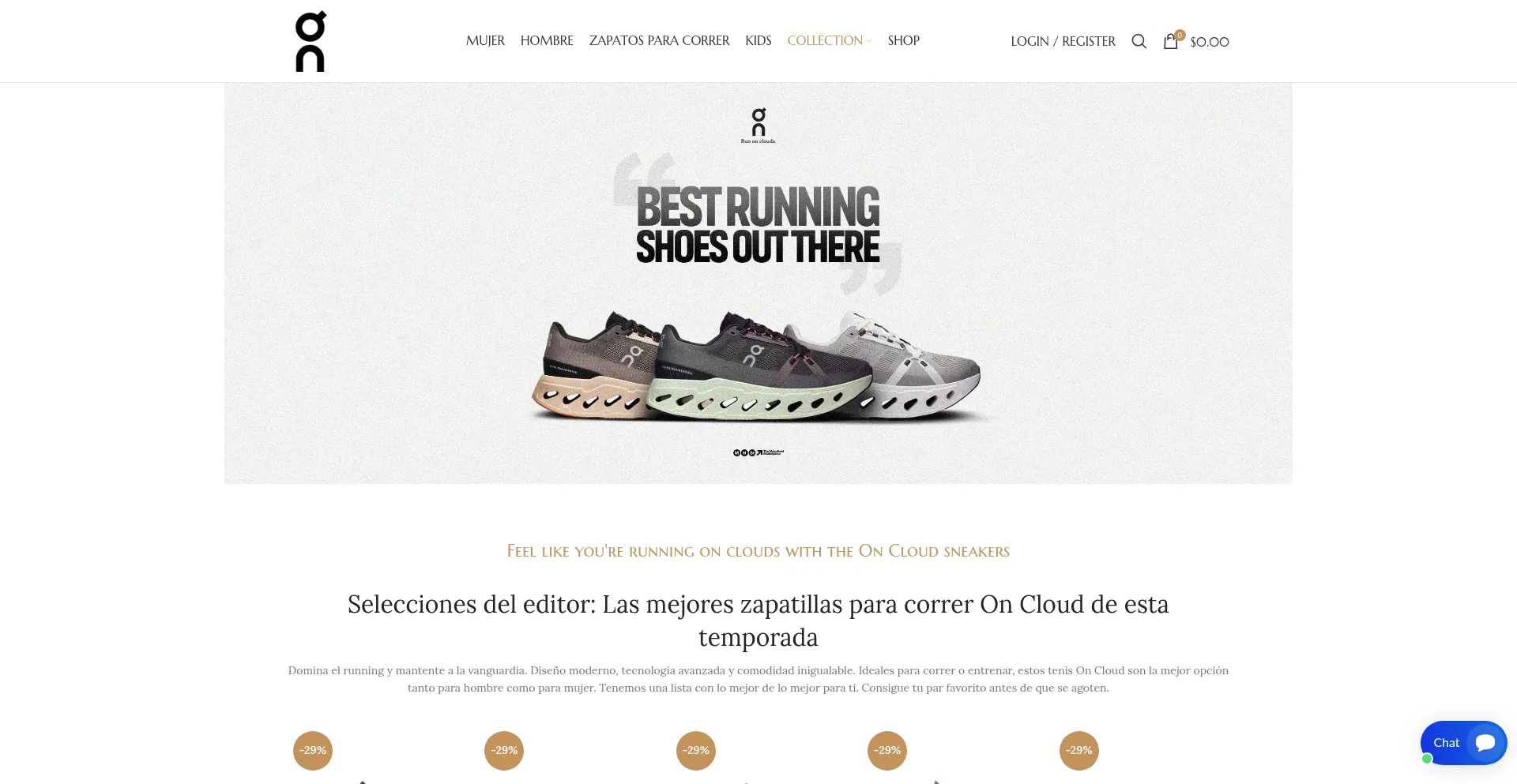 Website screenshot of Oncloudshoess.com.mx