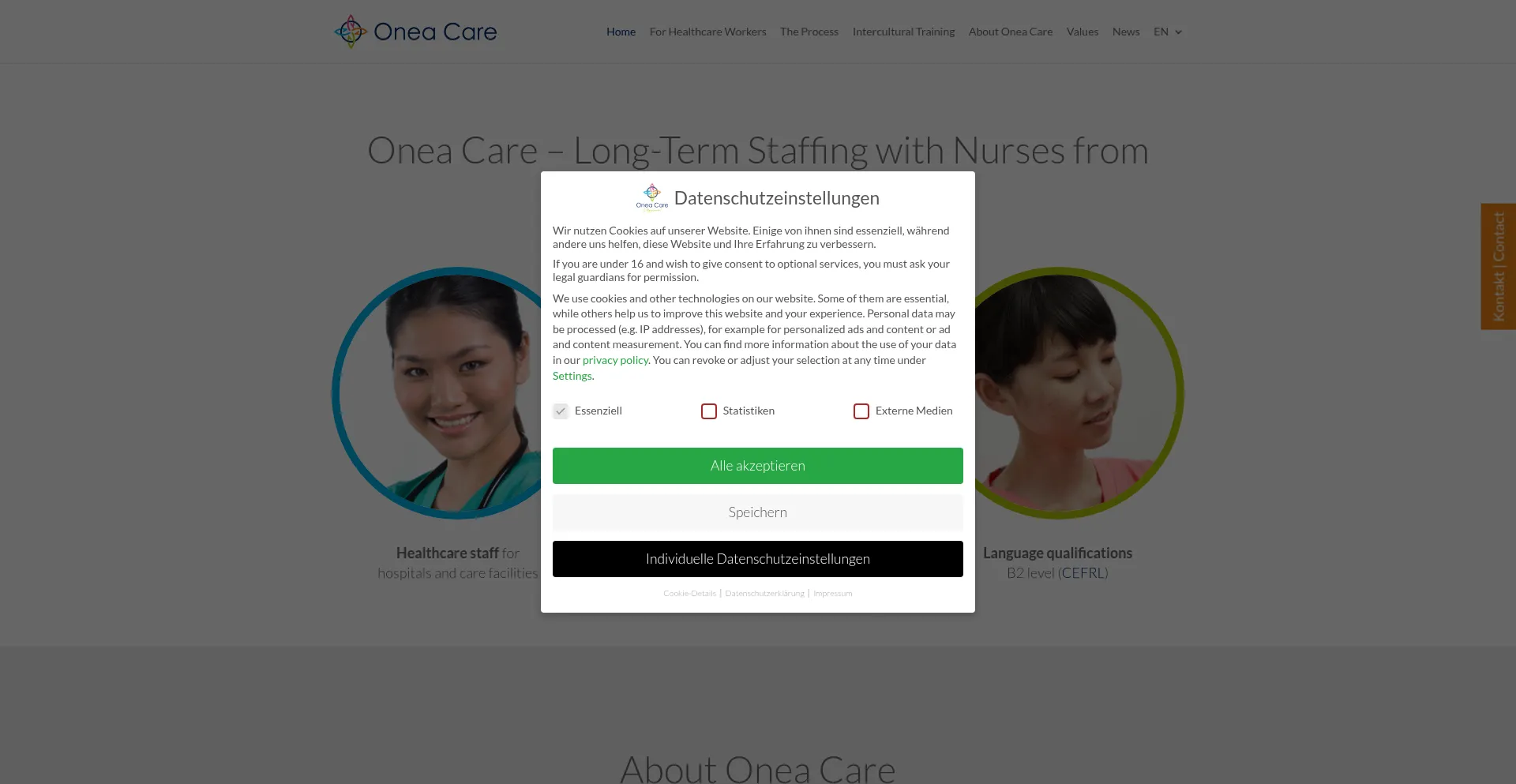 Website screenshot of Onea-care.com