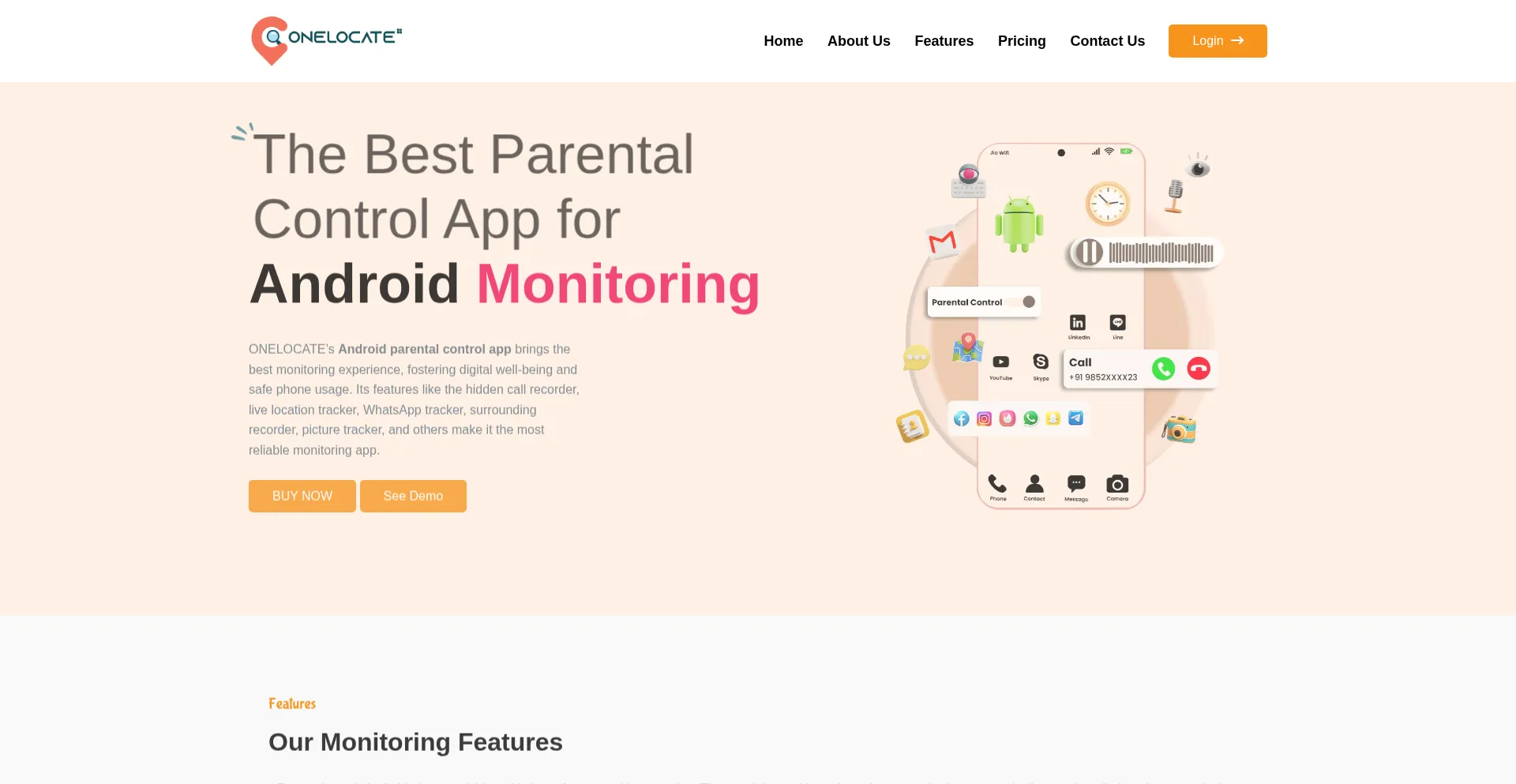 Website screenshot of Onelocateapp.com