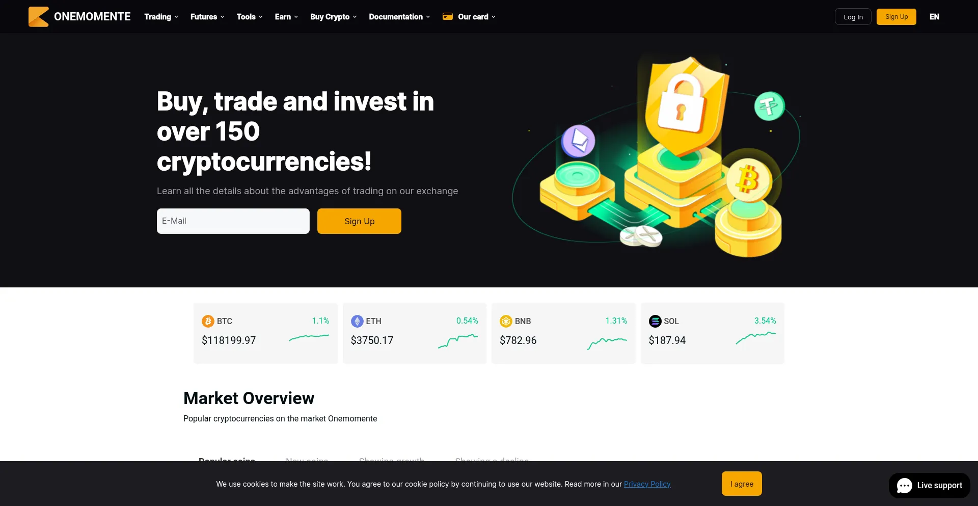 Website screenshot of Onemomente.com