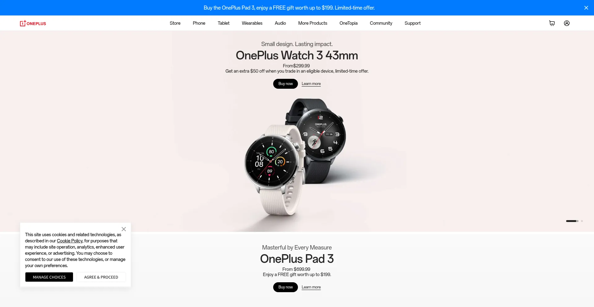 Website screenshot of Oneplus.com