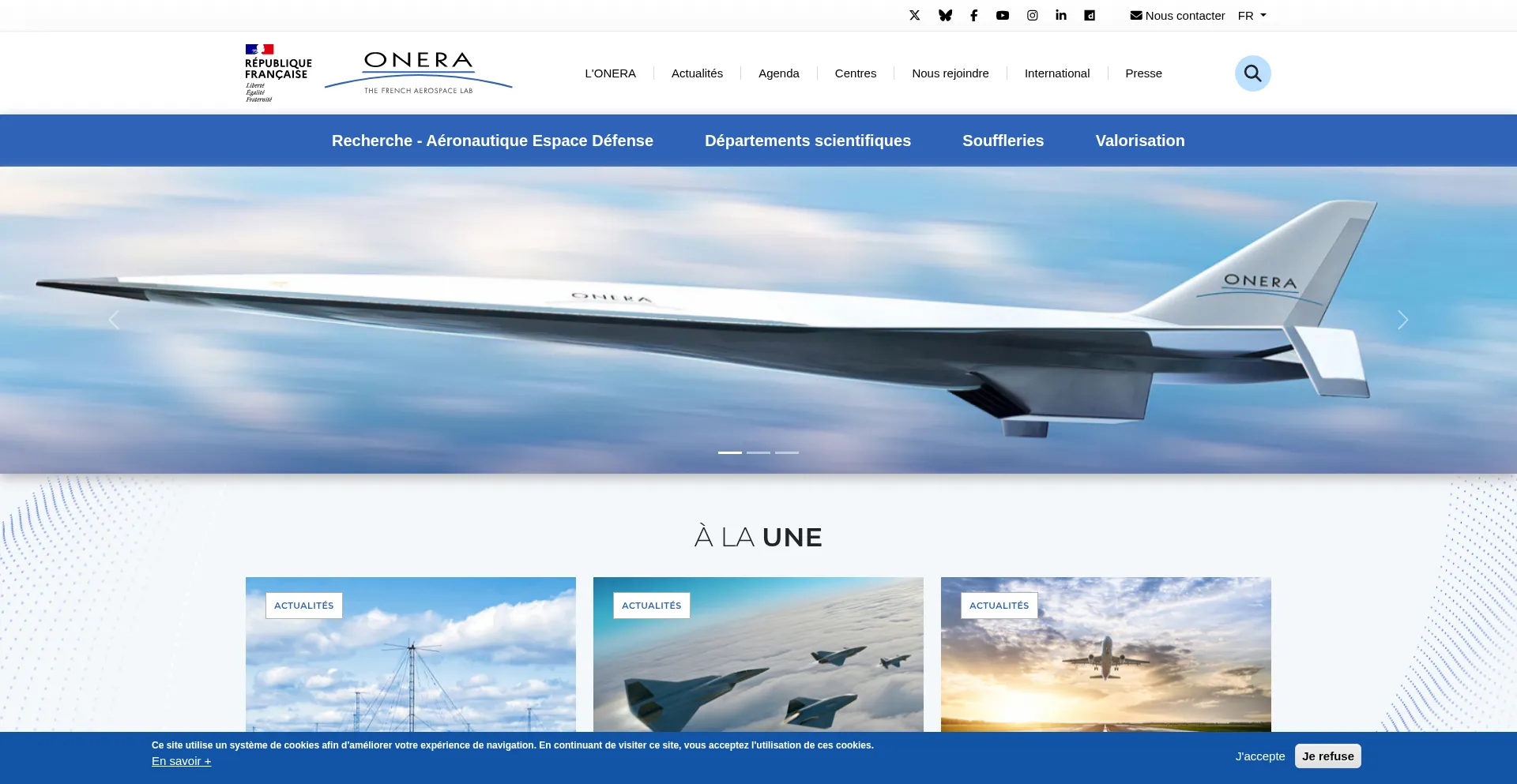 Website screenshot of Onera.fr