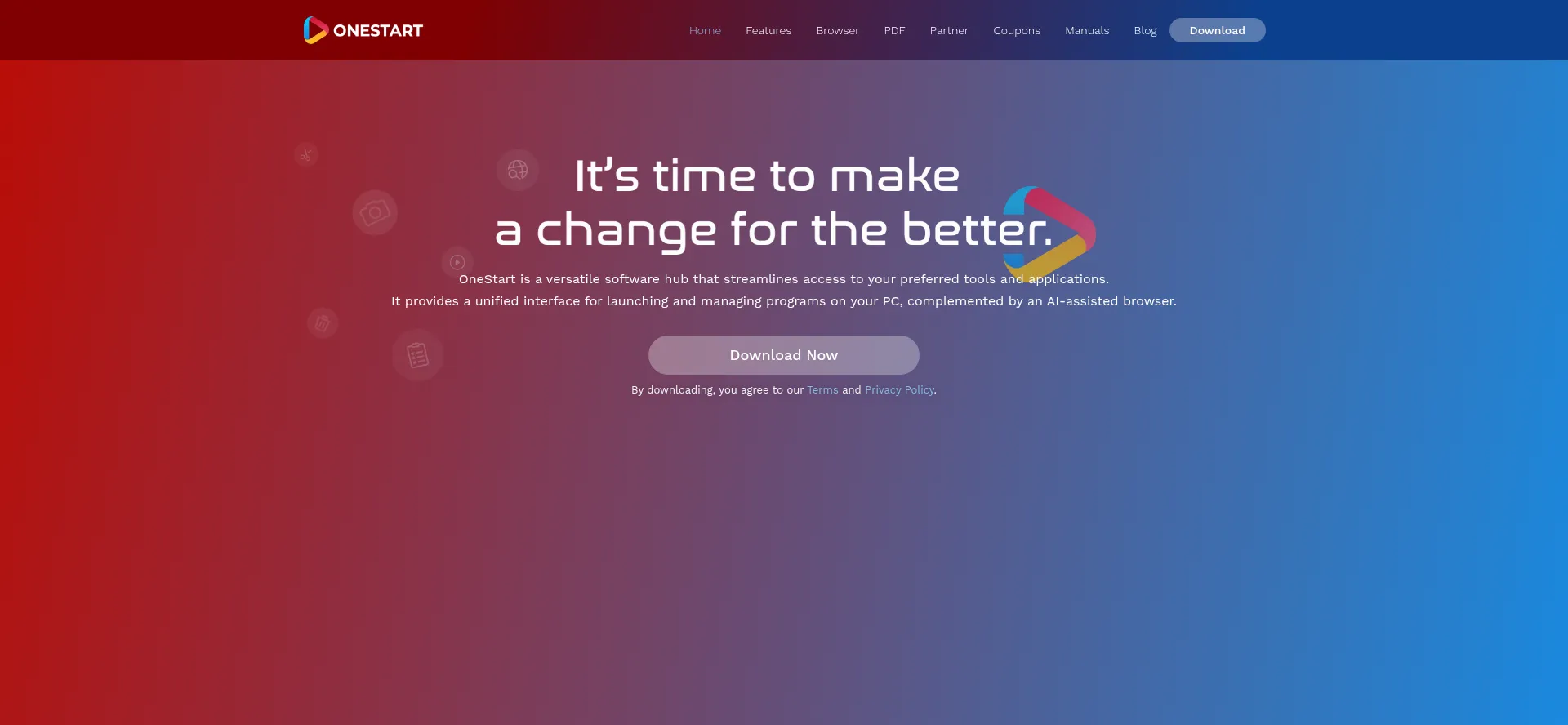 Website screenshot of Onestart.ai
