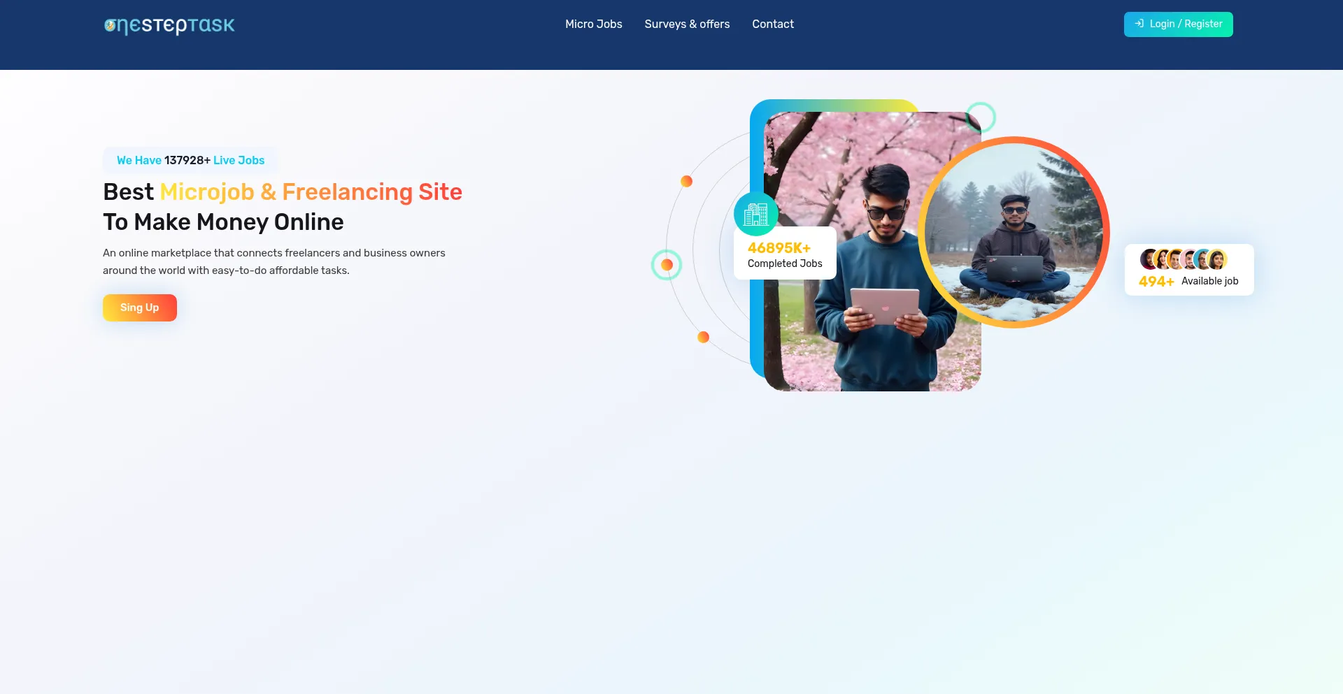 Website screenshot of Onesteptask.com