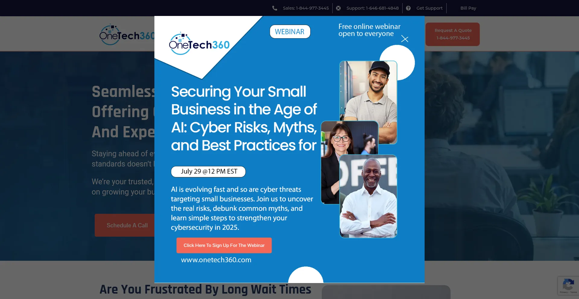 Website screenshot of Onetech360.com