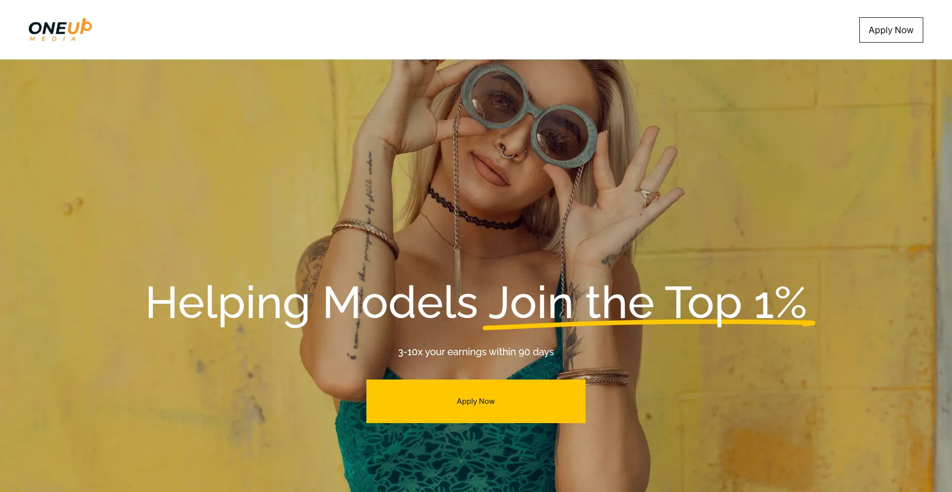 Website screenshot of Oneupmedia.io
