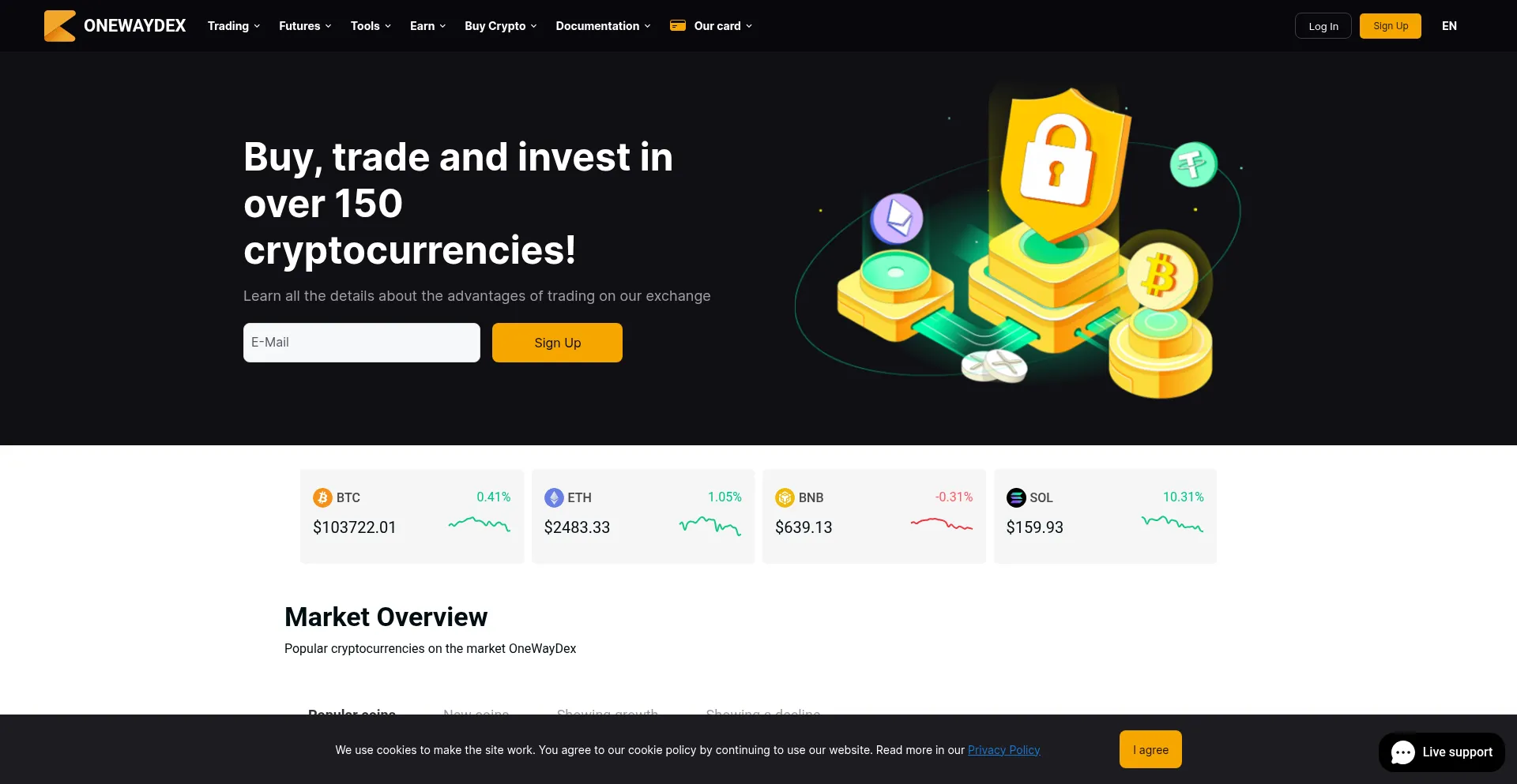 Website screenshot of Onewaydex.com