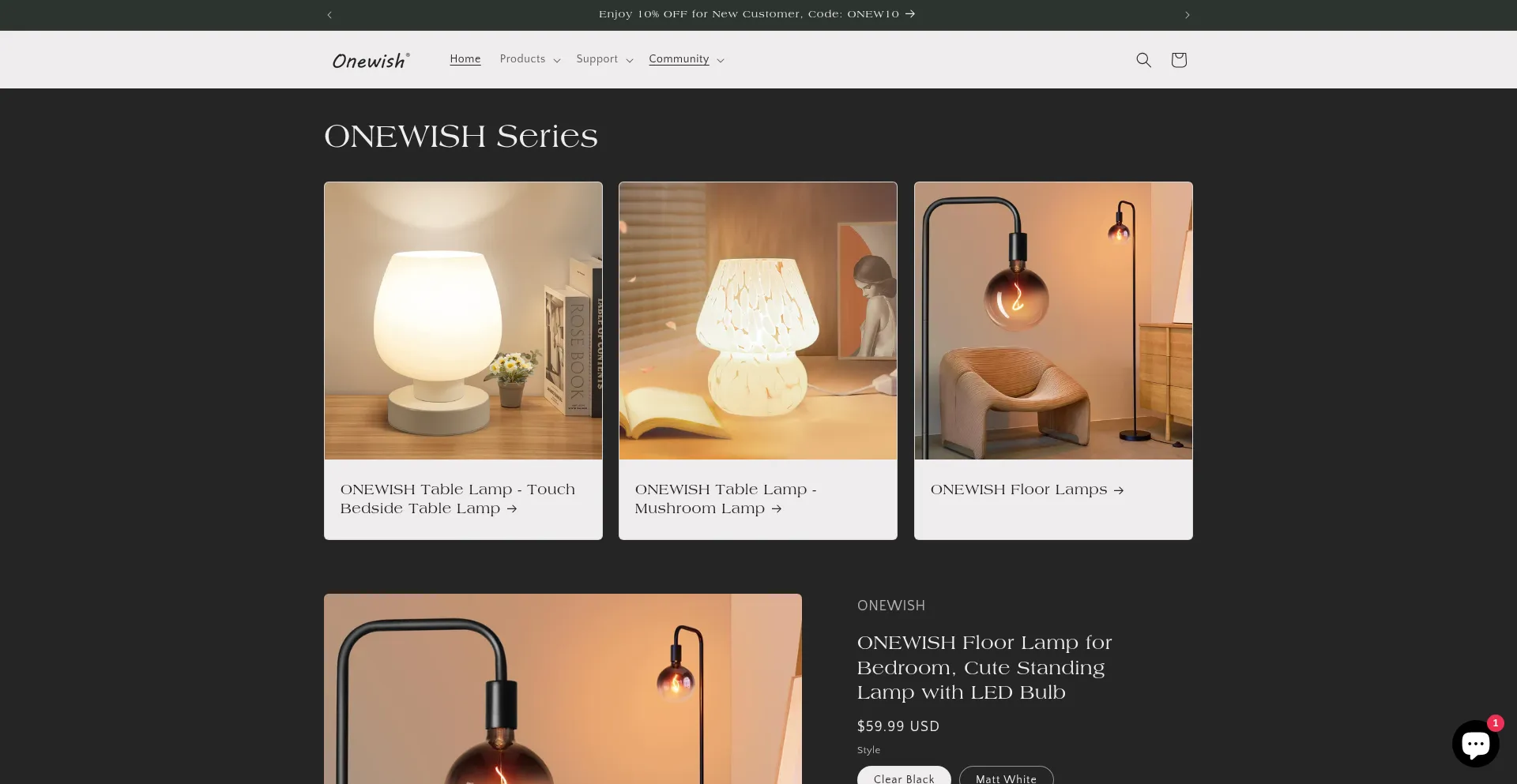 Website screenshot of Onewishhome.com
