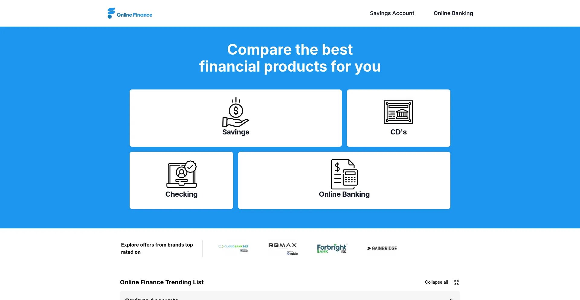 Website screenshot of Onlinefinance.net