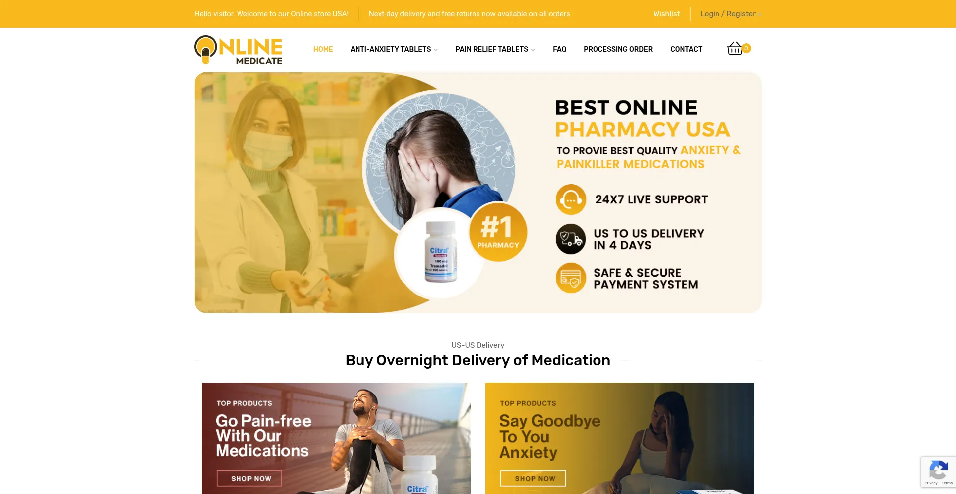 Website screenshot of Onlinemedicate.com