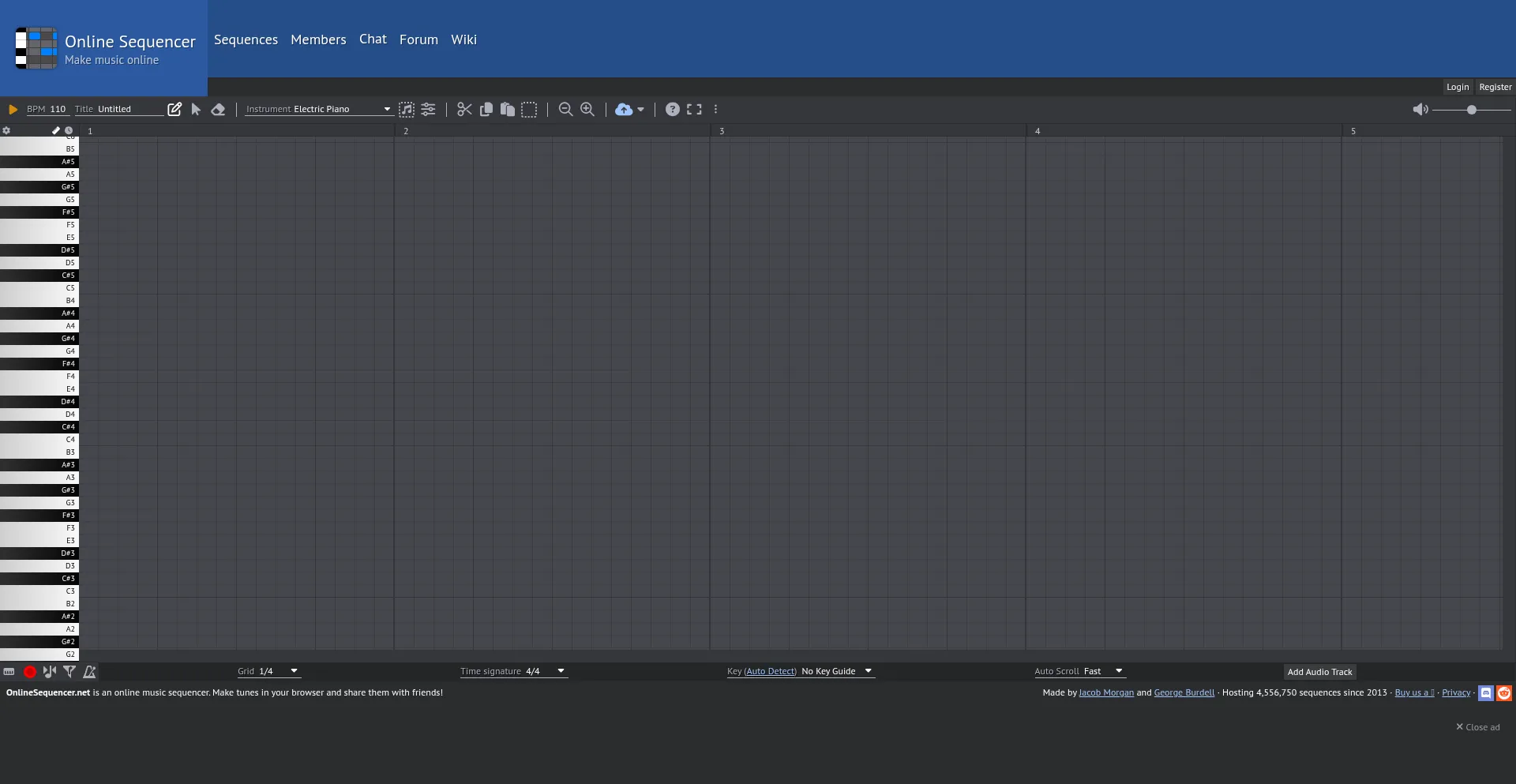 Website screenshot of Onlinesequencer.net