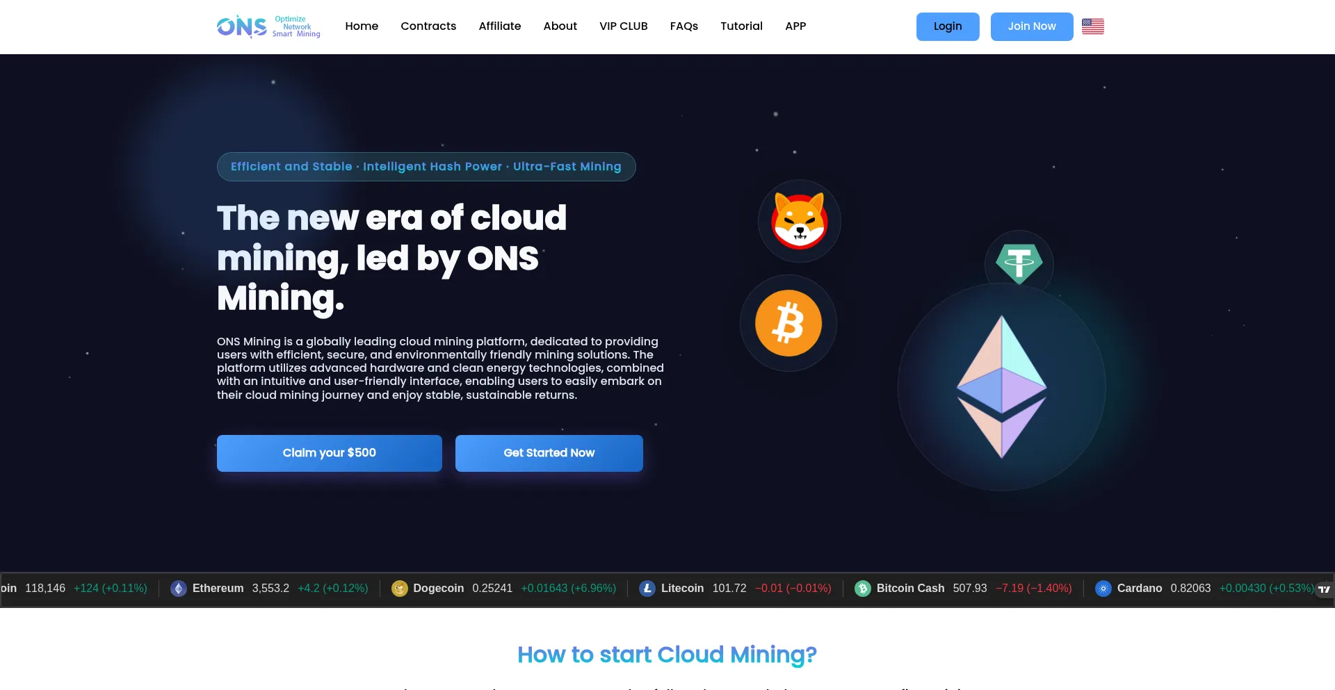 Website screenshot of Onsmining.cc