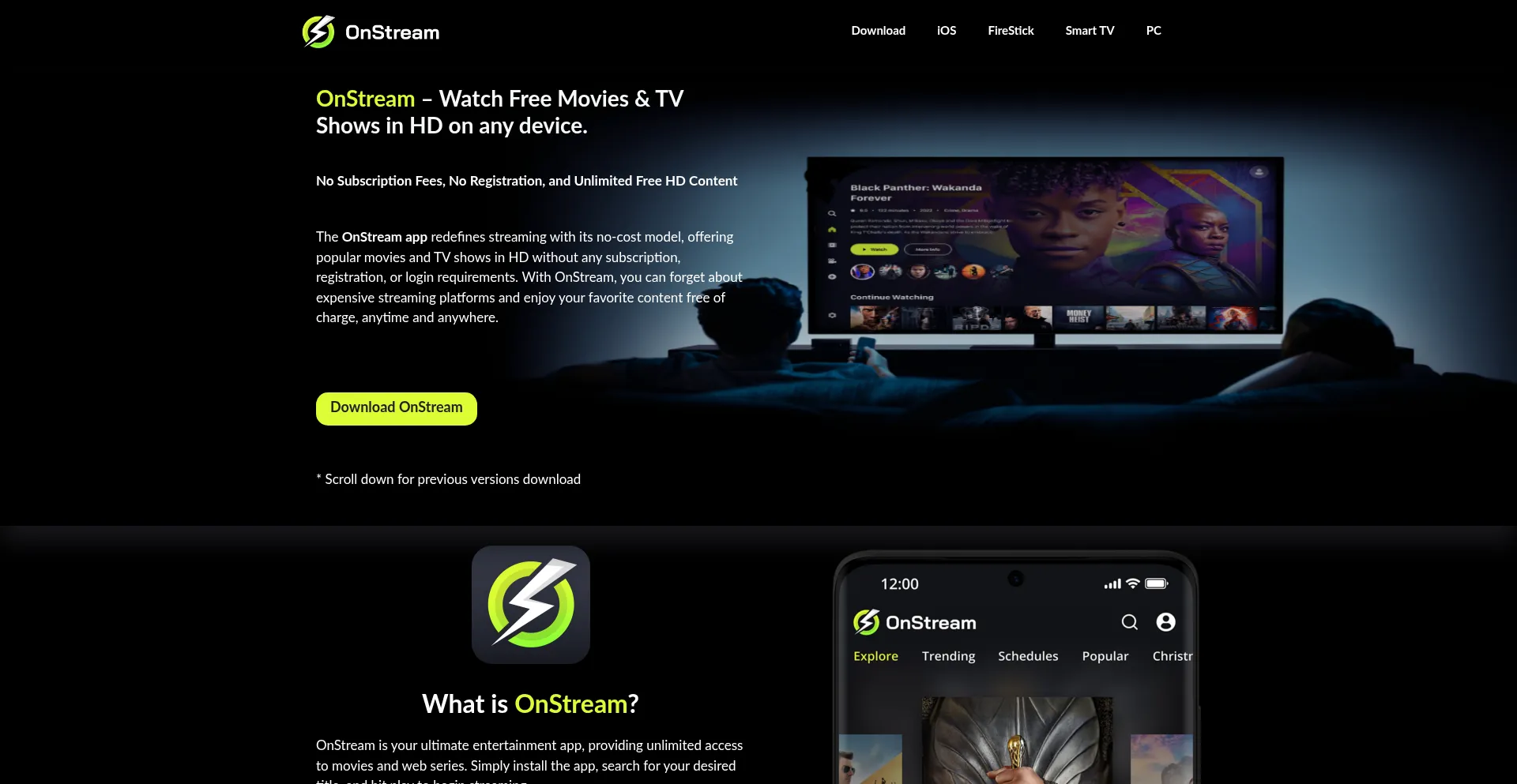 Website screenshot of Onstreamapks.app