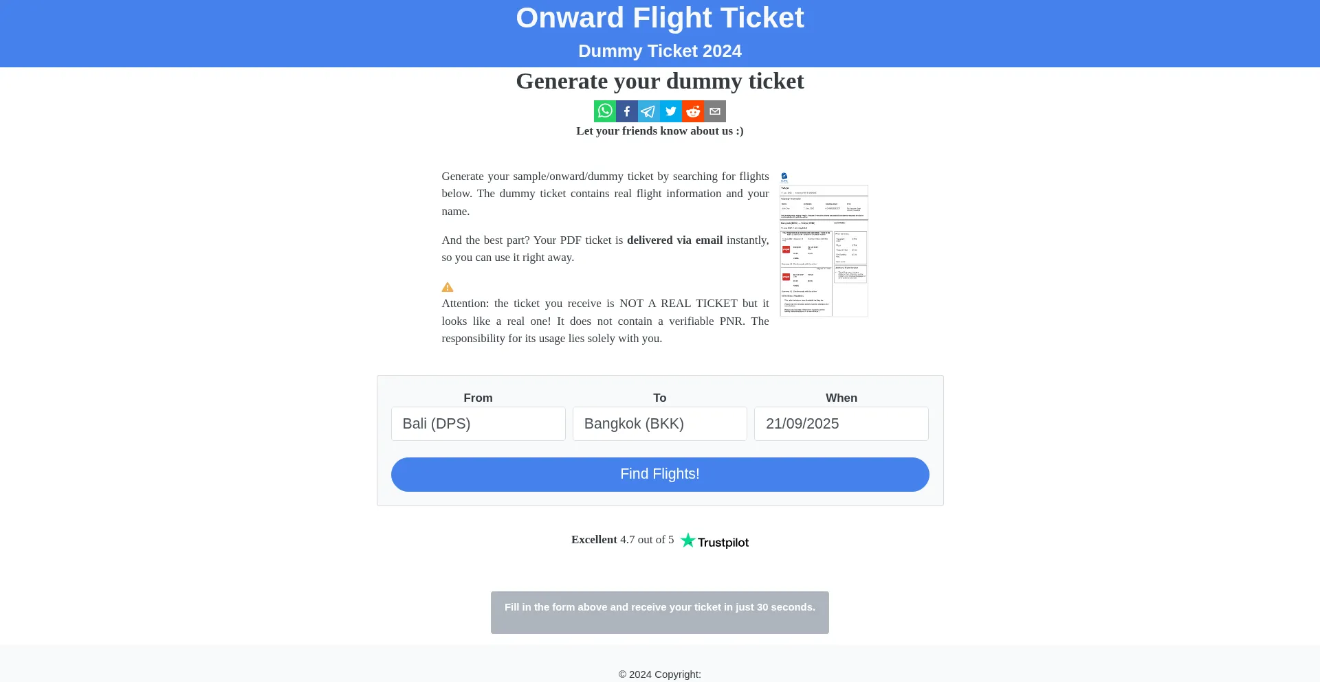 ¿És Seguro y Confiable Onwardflightticket.com?