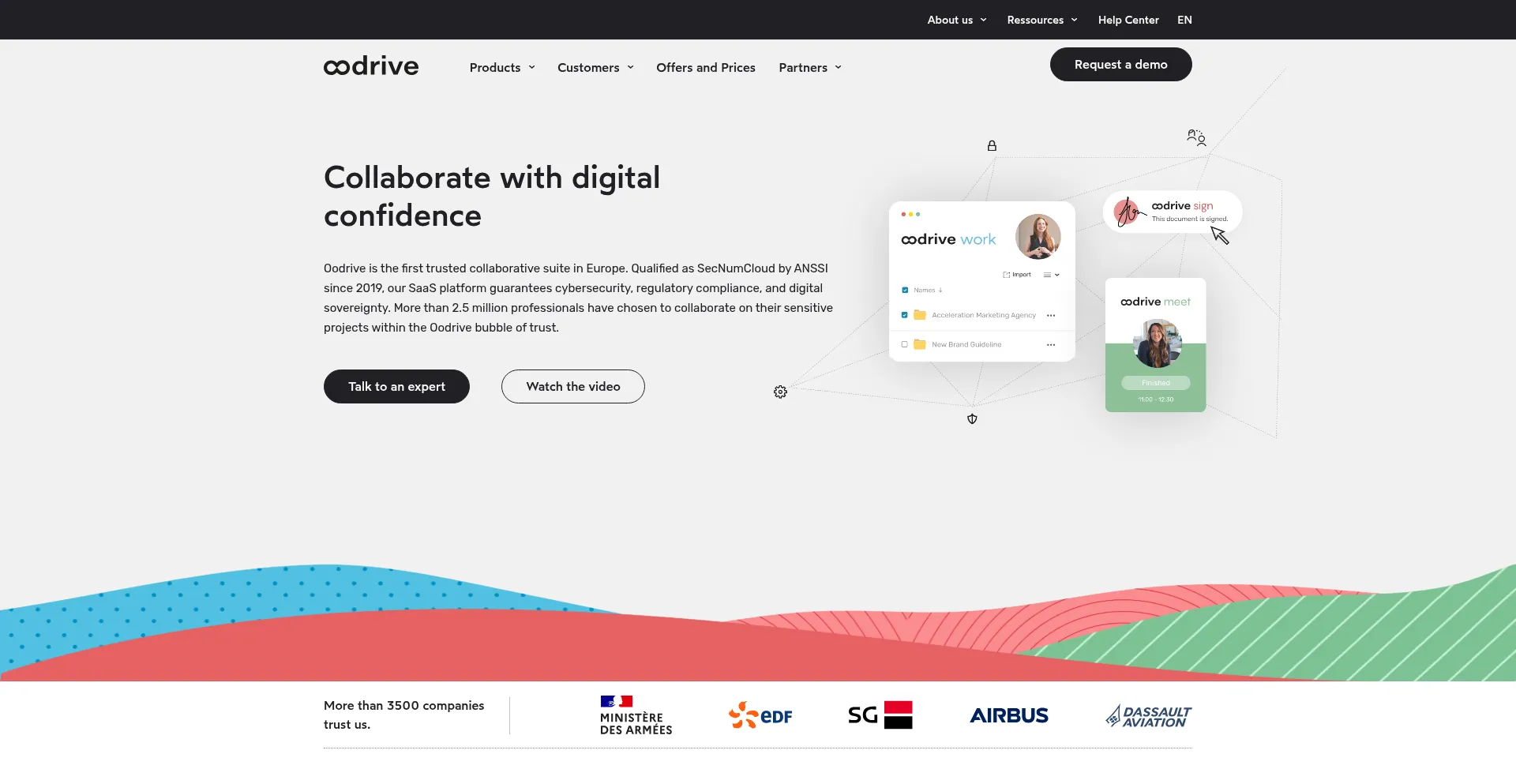 Website screenshot of Oodrive.com