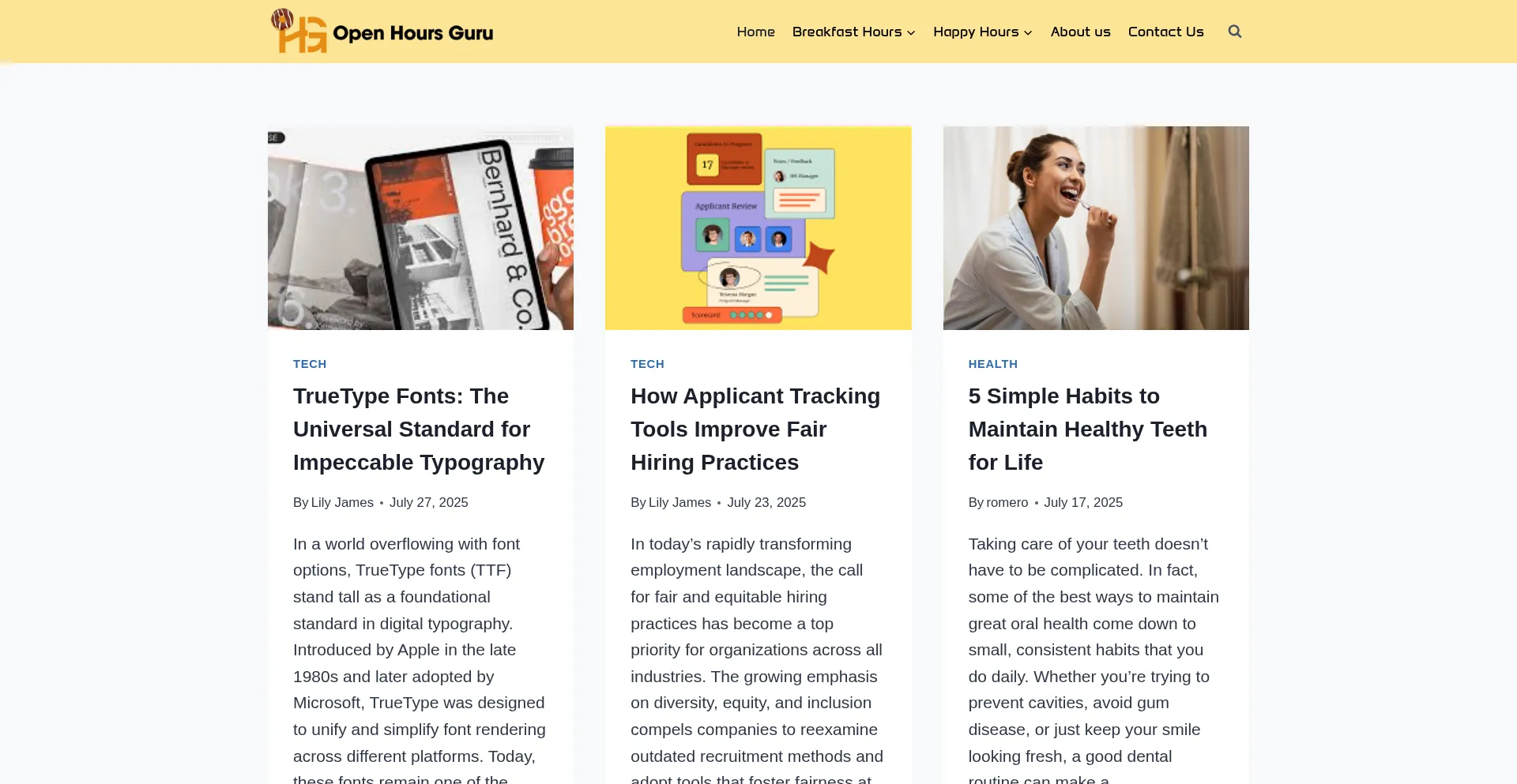 Openhoursguru.com Screenshot