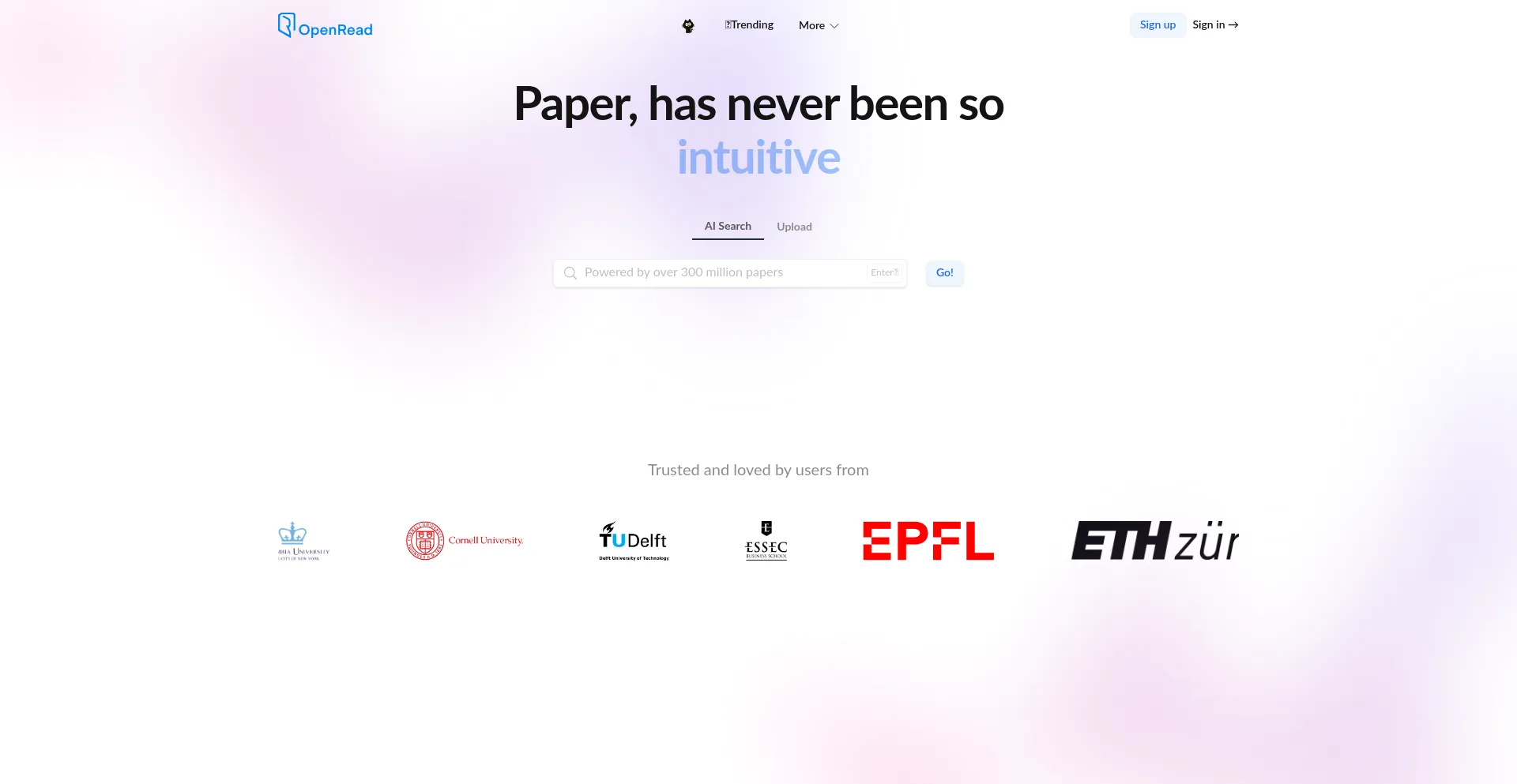 Website screenshot of Openread.academy
