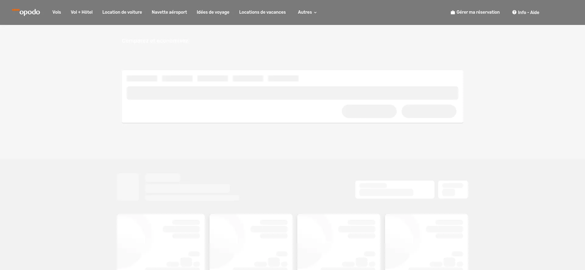 Website screenshot of Opodo.fr