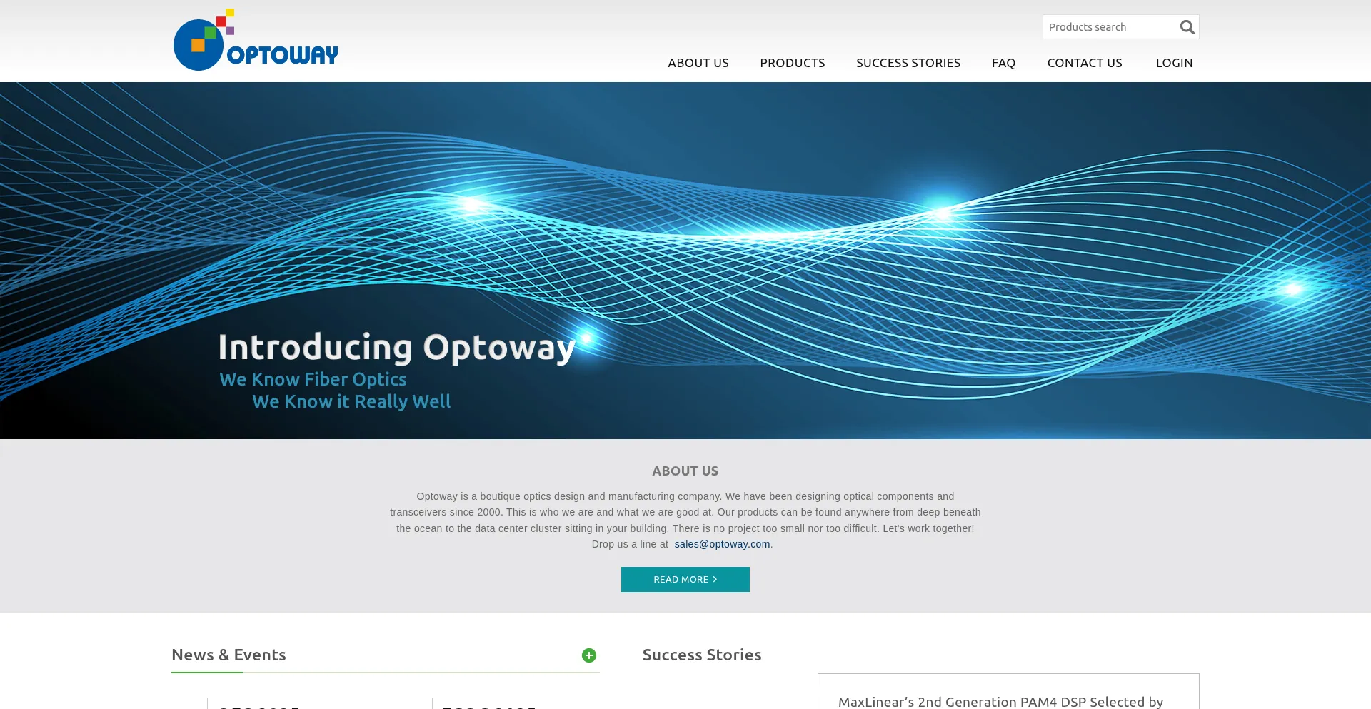 Website screenshot of Optoway.com