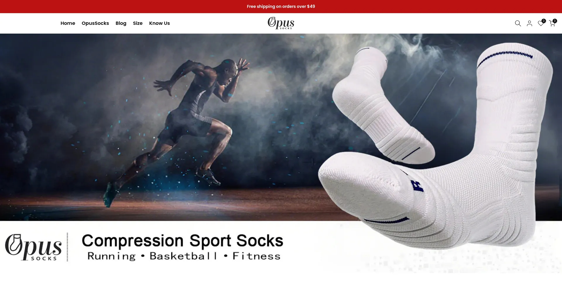 Website screenshot of Opussocks.com