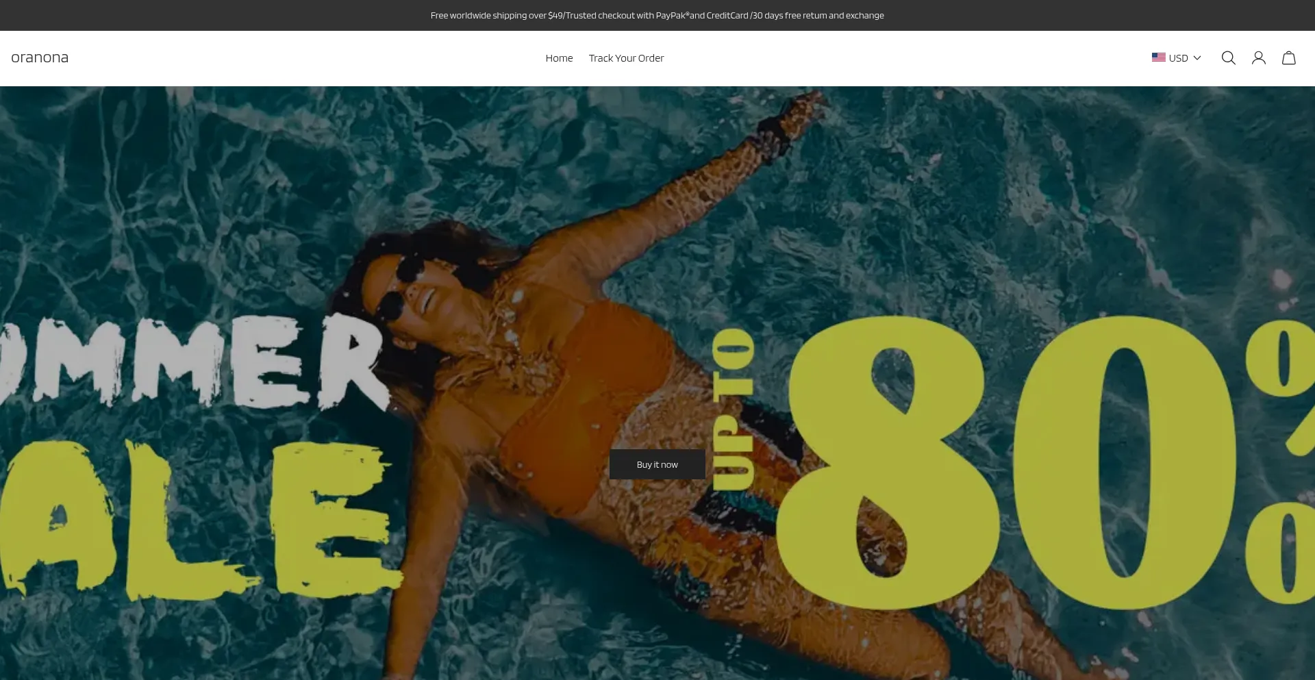 Website screenshot of Oranona.com