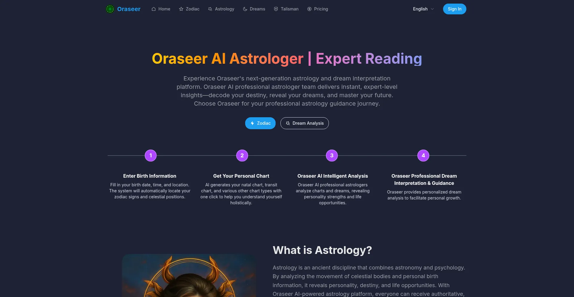 Website screenshot of Oraseer.com