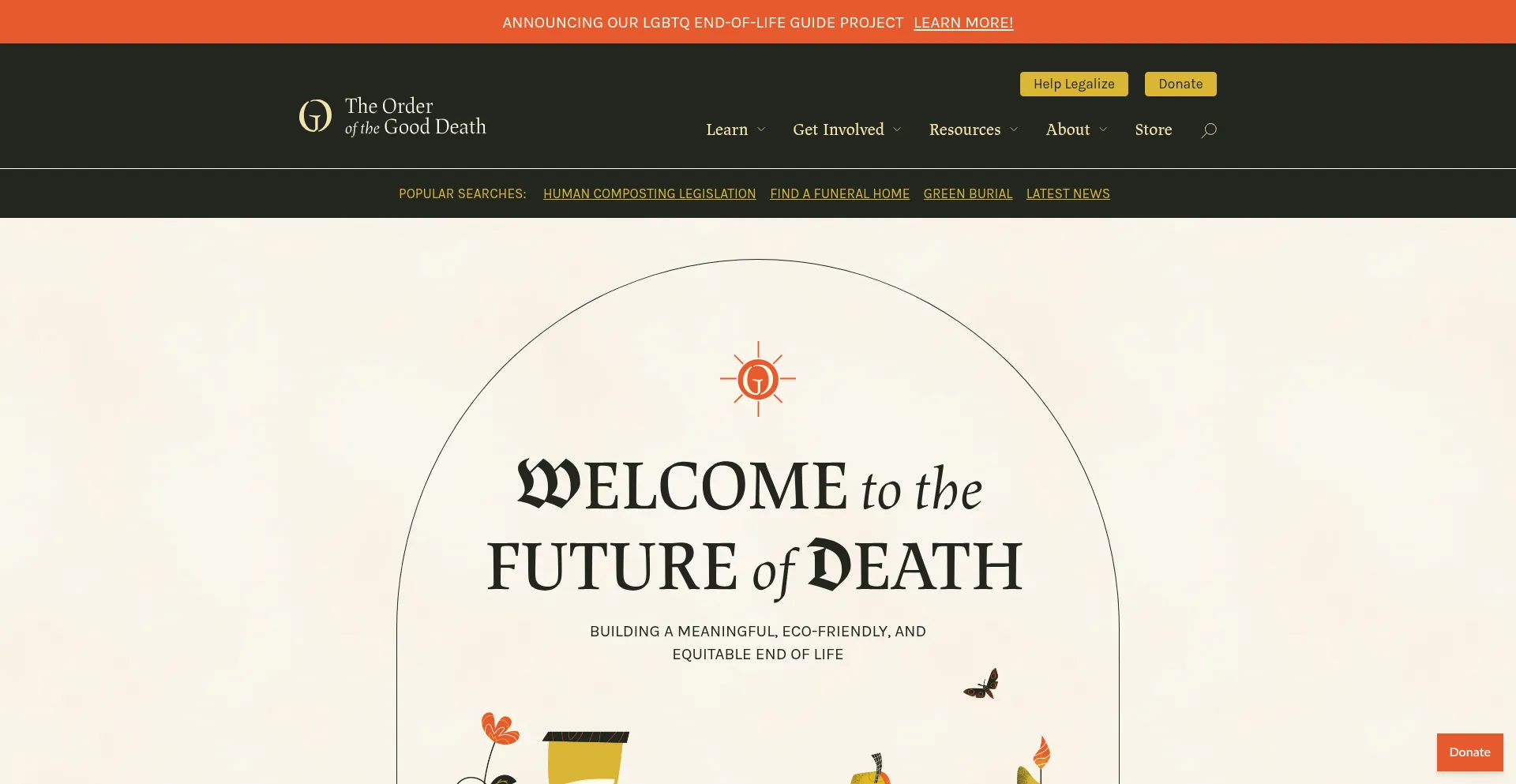 Website screenshot of Orderofthegooddeath.com