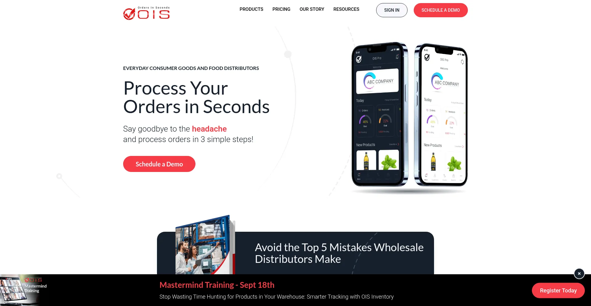 Website screenshot of Ordersinseconds.com