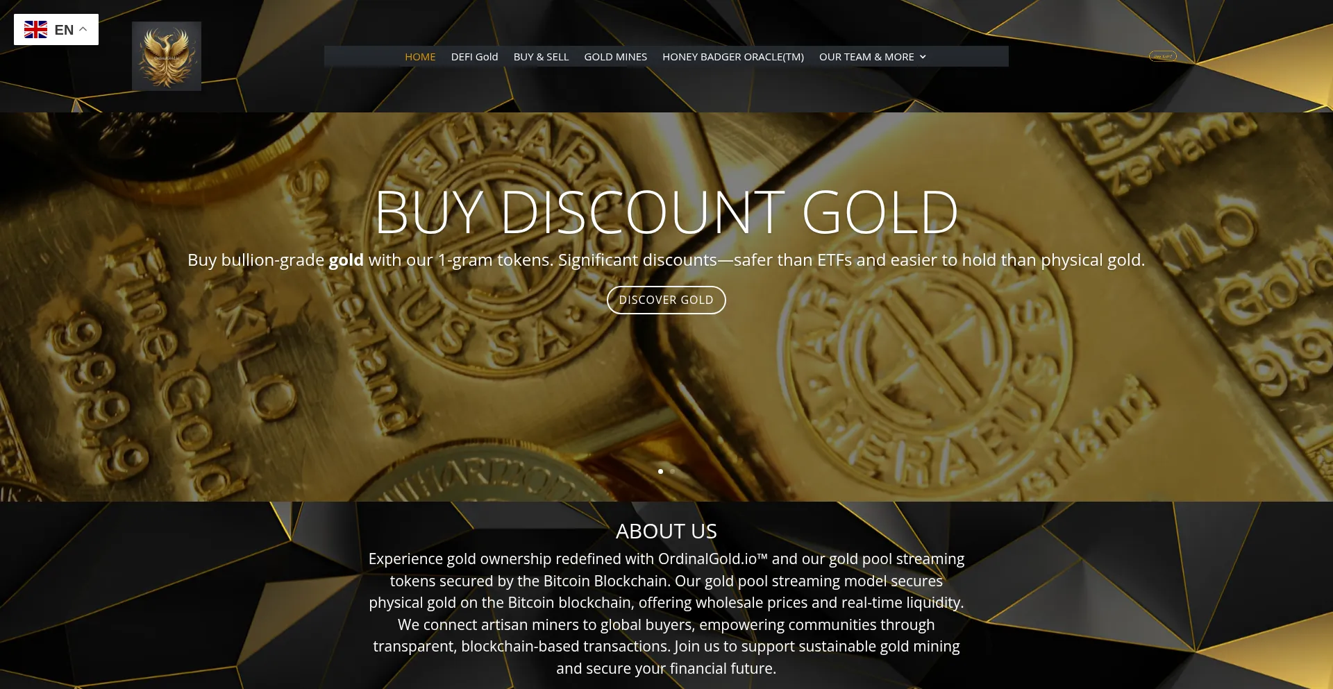 Website screenshot of Ordinalgold.io