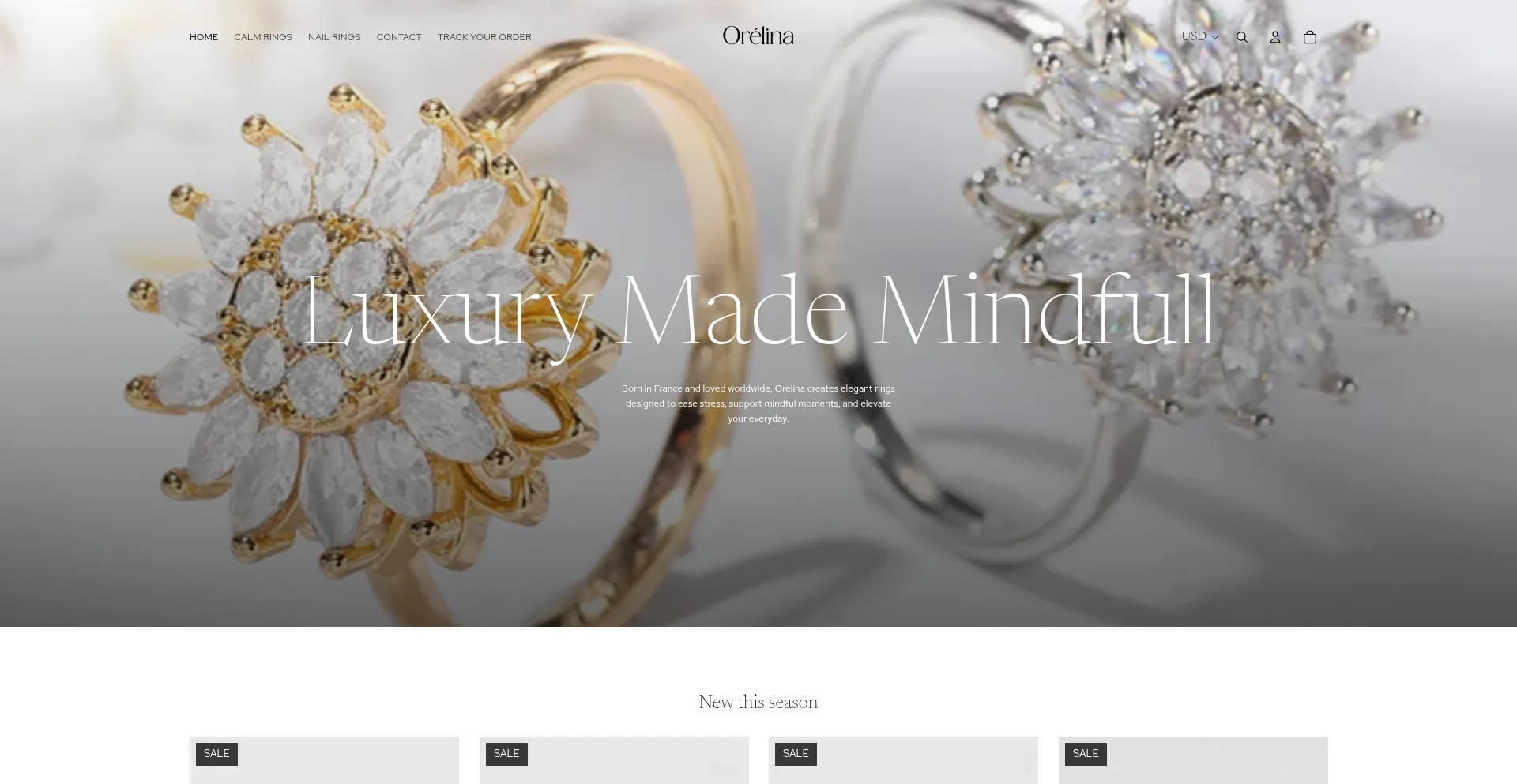 Website screenshot of Orelinajewelry.com