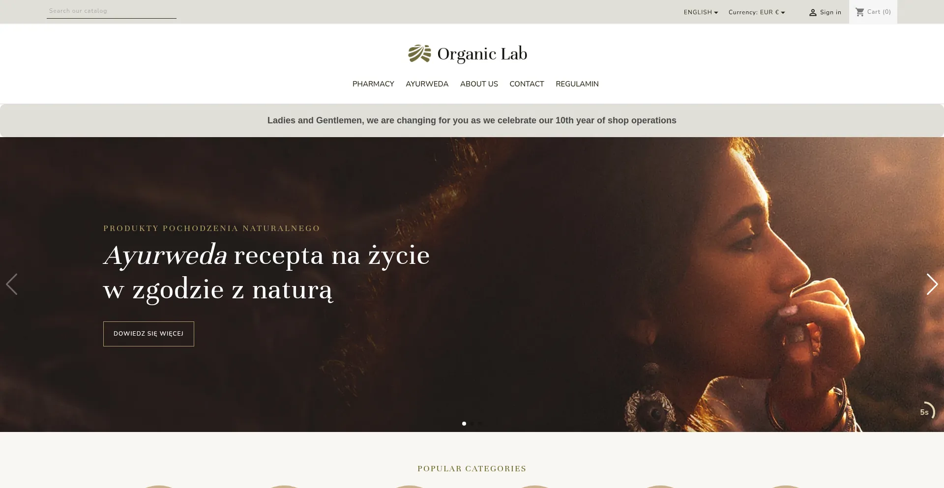 Website screenshot of Organiclab.pl