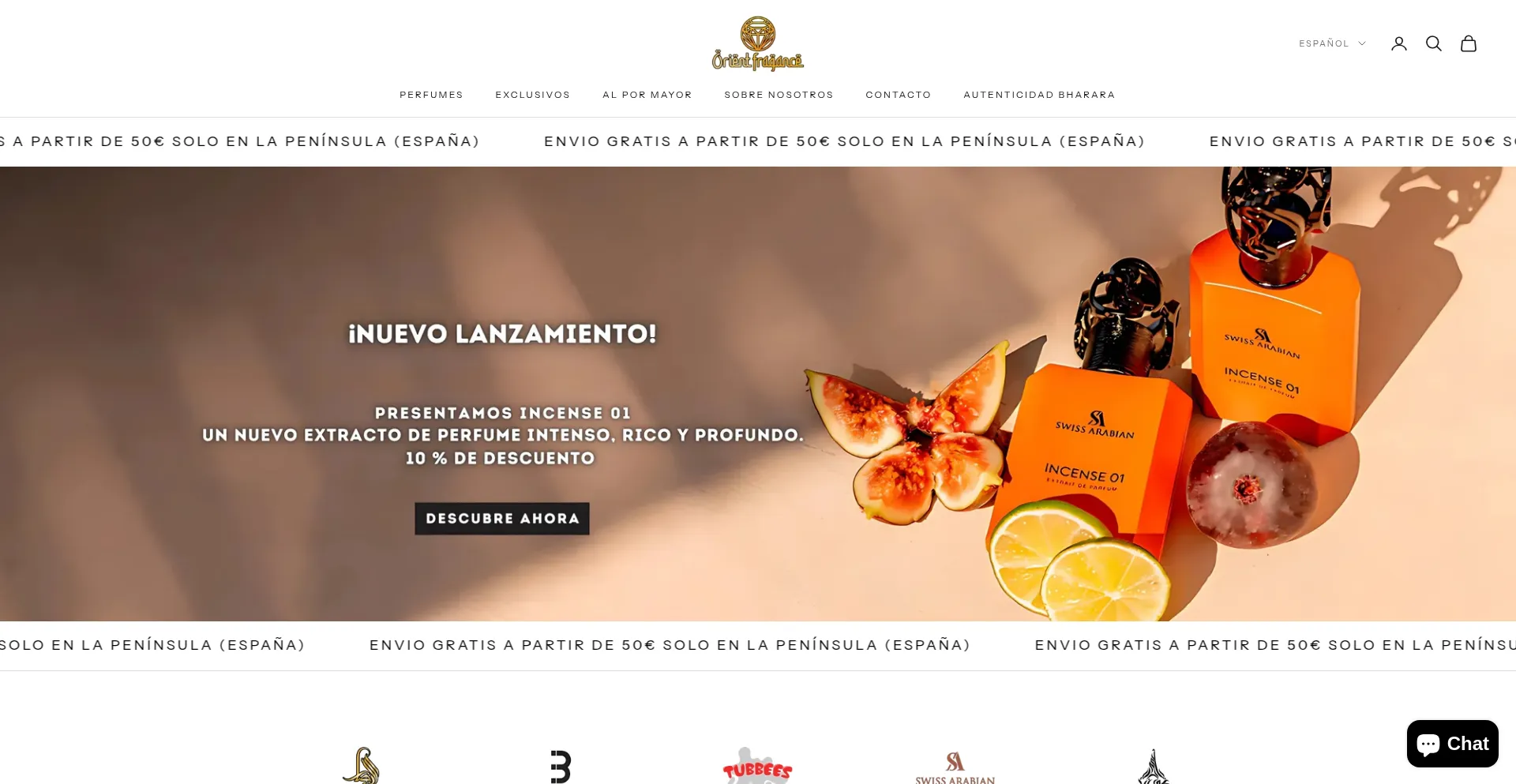 Website screenshot of Orientfragance.com