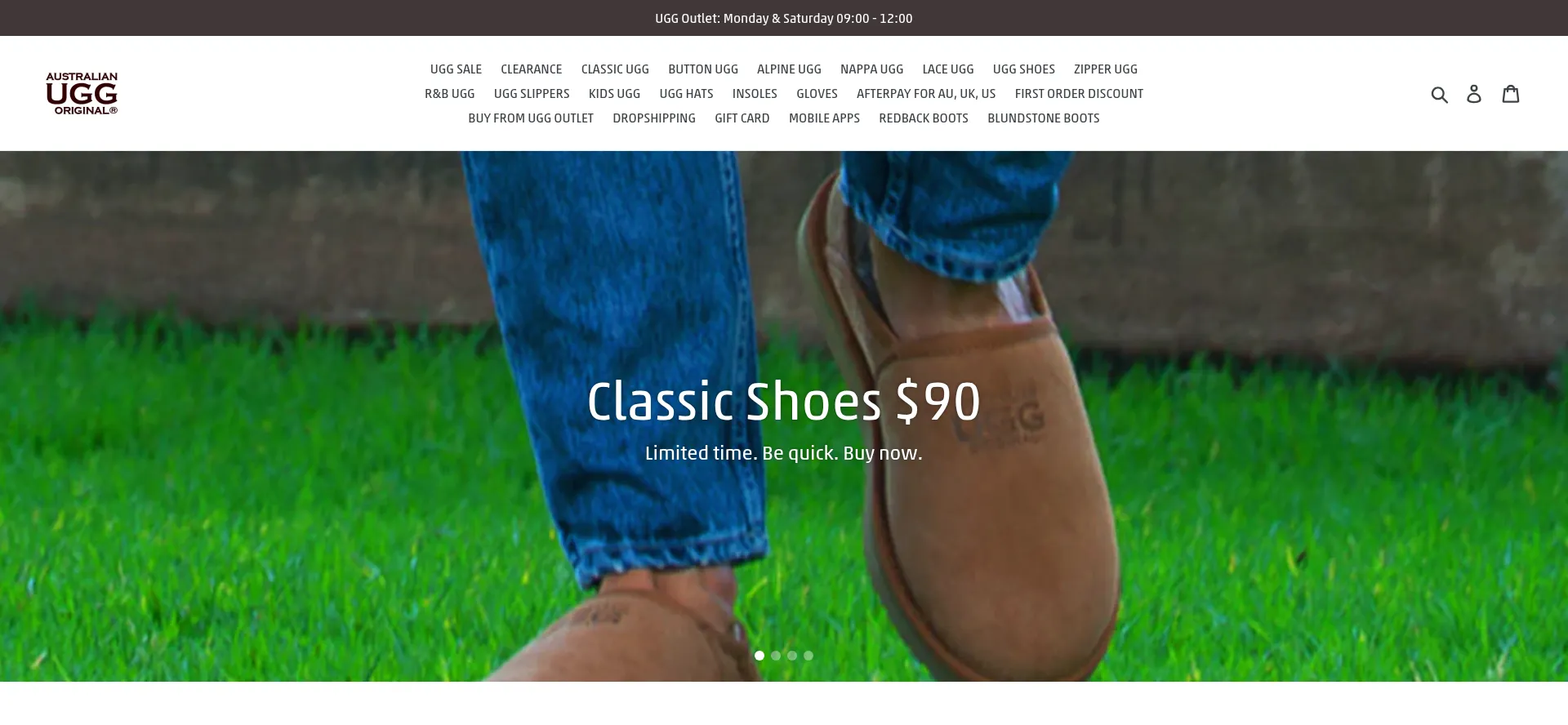 Website screenshot of Originalaustralianugg.com.au