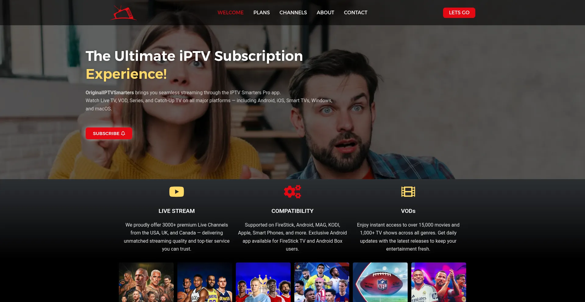 Website screenshot of Originaliptvsmarters.fr