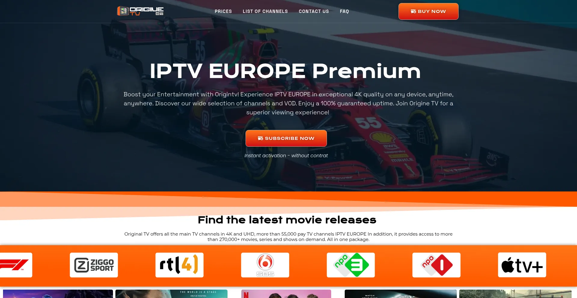 Website screenshot of Originetv.com