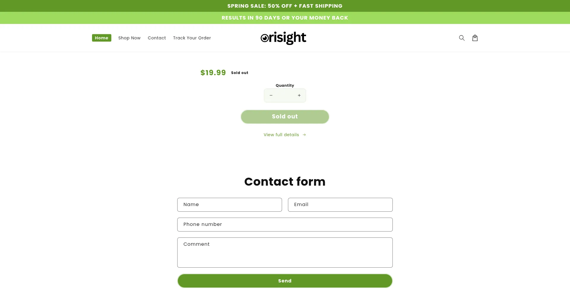 Website screenshot of Orisight.com
