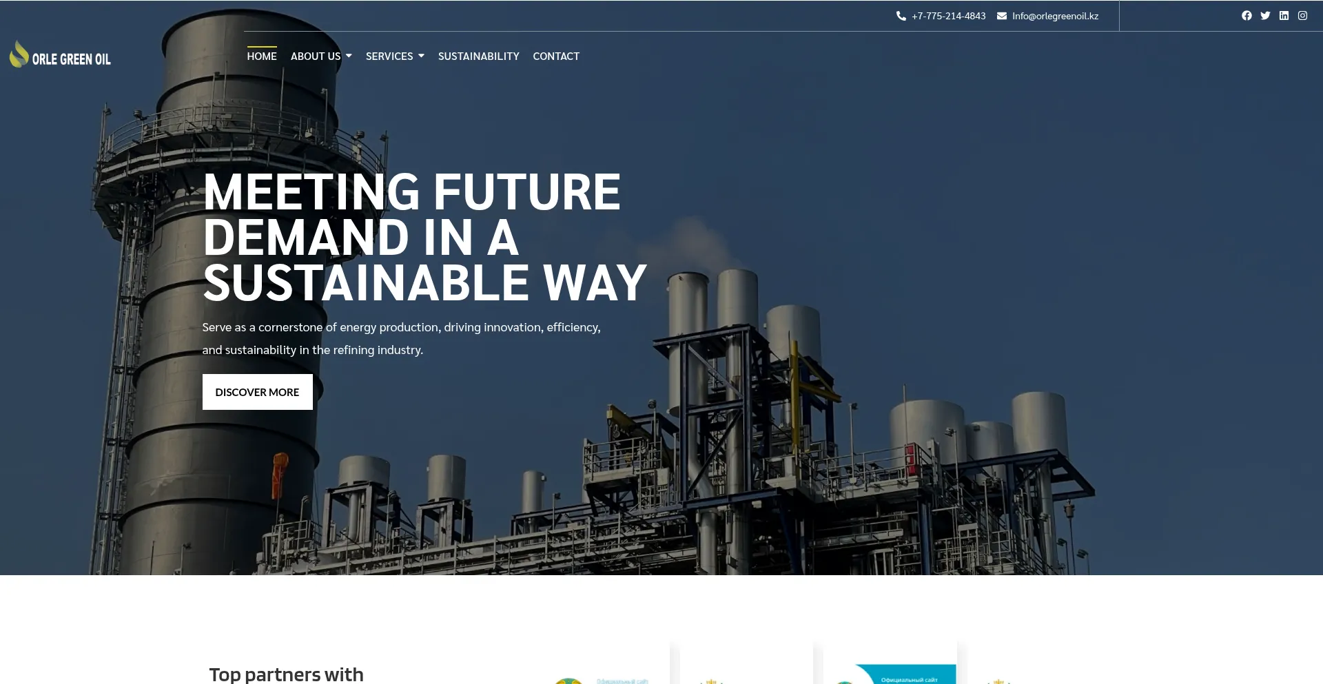 Website screenshot of Orlegreenoil.kz