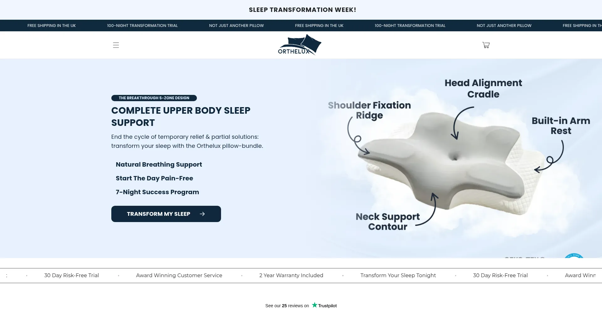 Website screenshot of Orthelux.com