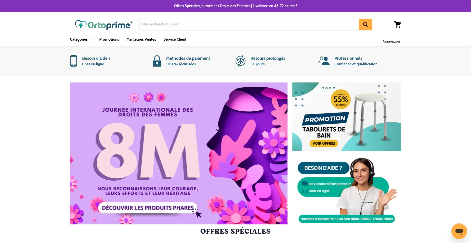 Website screenshot of Ortoprime.fr