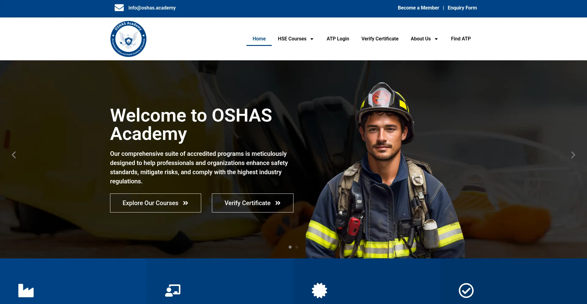 Website screenshot of Oshas.academy