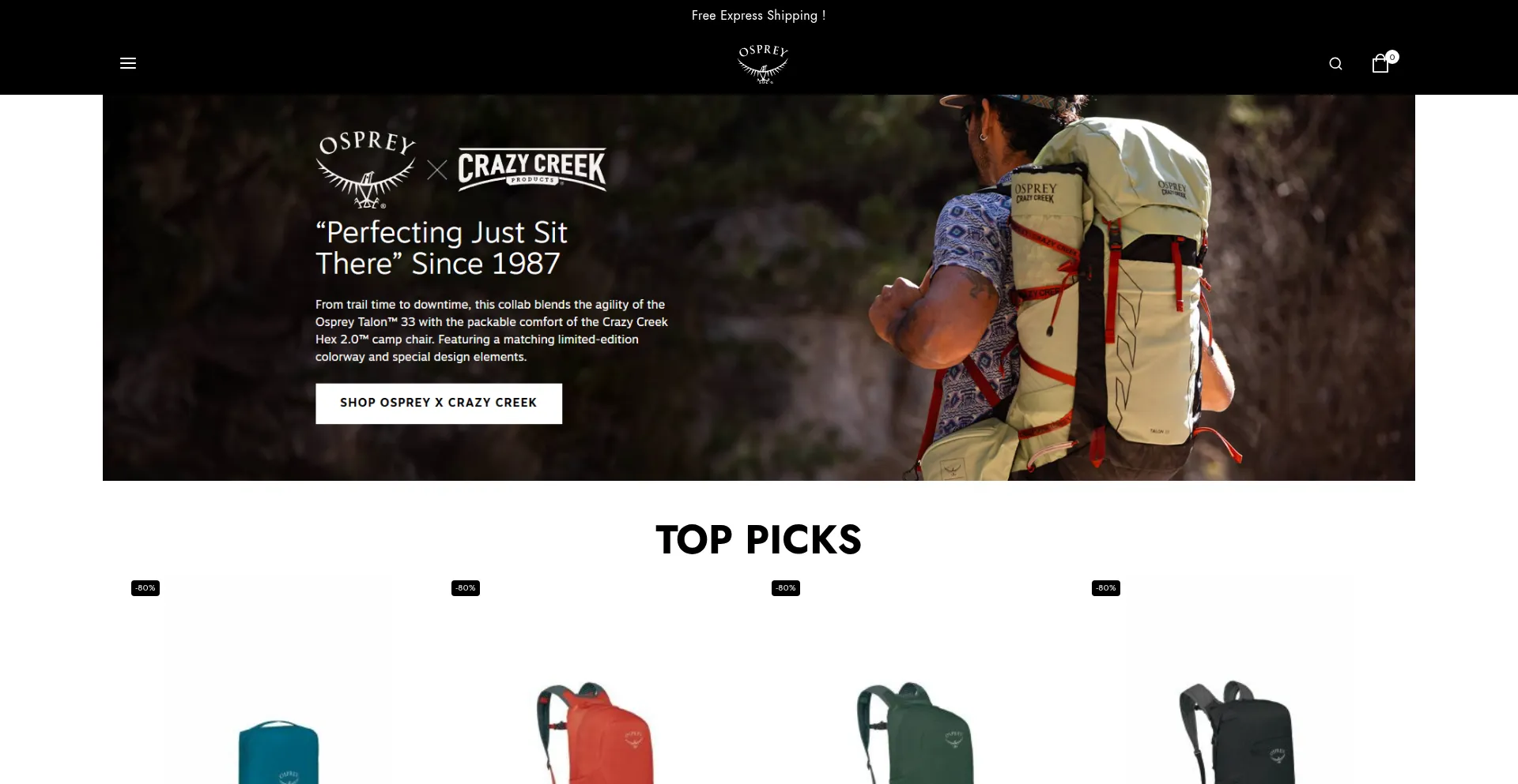 Website screenshot of Ospriey.store